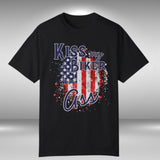 Kiss My Biker Ass Patriotic Flag Crew Neck TShirt