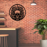 Flaming Skull Metal Wall Decor