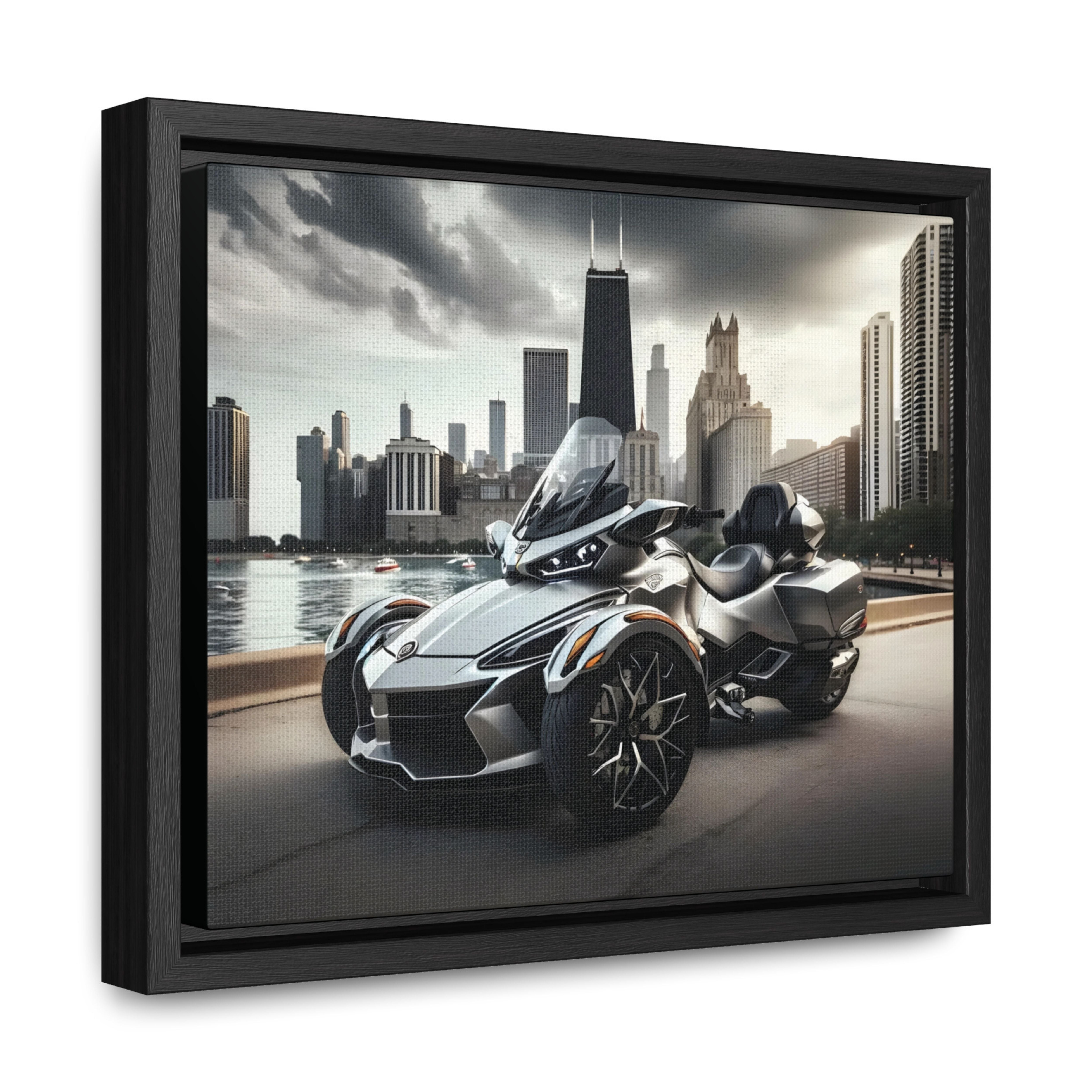 Futuristic Spyder Motorcycle Framed Canvas Print