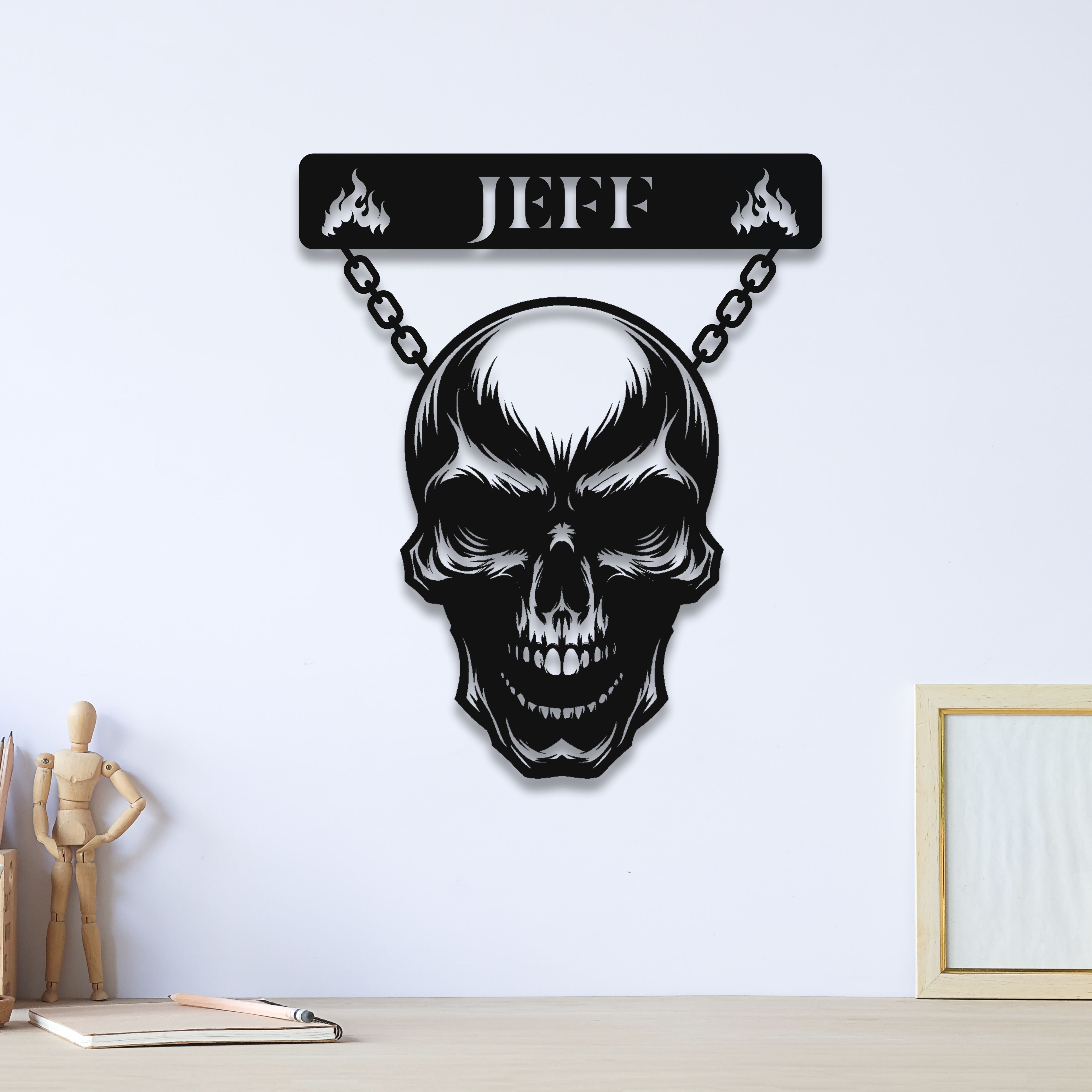 Hanging Skull Steel Wall Art (Customizable)