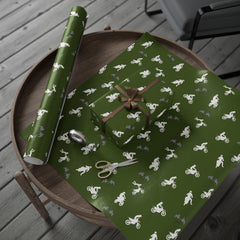 Motocross Dirt Bike Gift Wrap - Green Racing Design