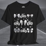 Ladies Christmas Motorcycle & Bows Crew Neck TShirt