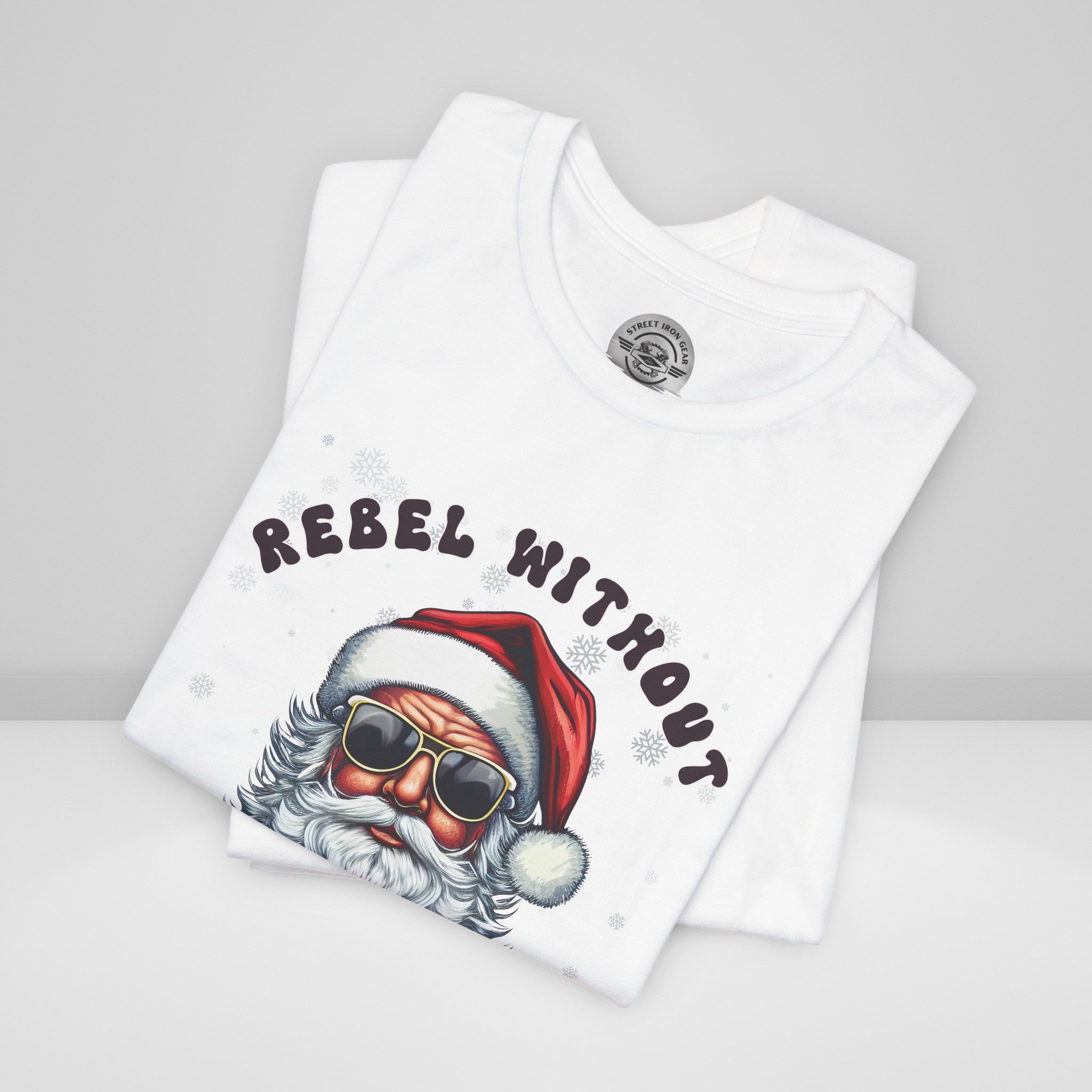 Biker Santa Christmas Crew Neck TShirt