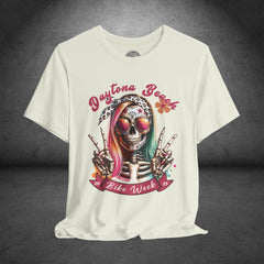 Ladies Daytona Bike Week 2025 Hipster Skull Crew Neck TShirt