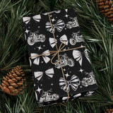 Motorcycles and Bows Black Gift Wrapping Paper