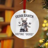 Bulldog Biker Aluminum Christmas Ornament