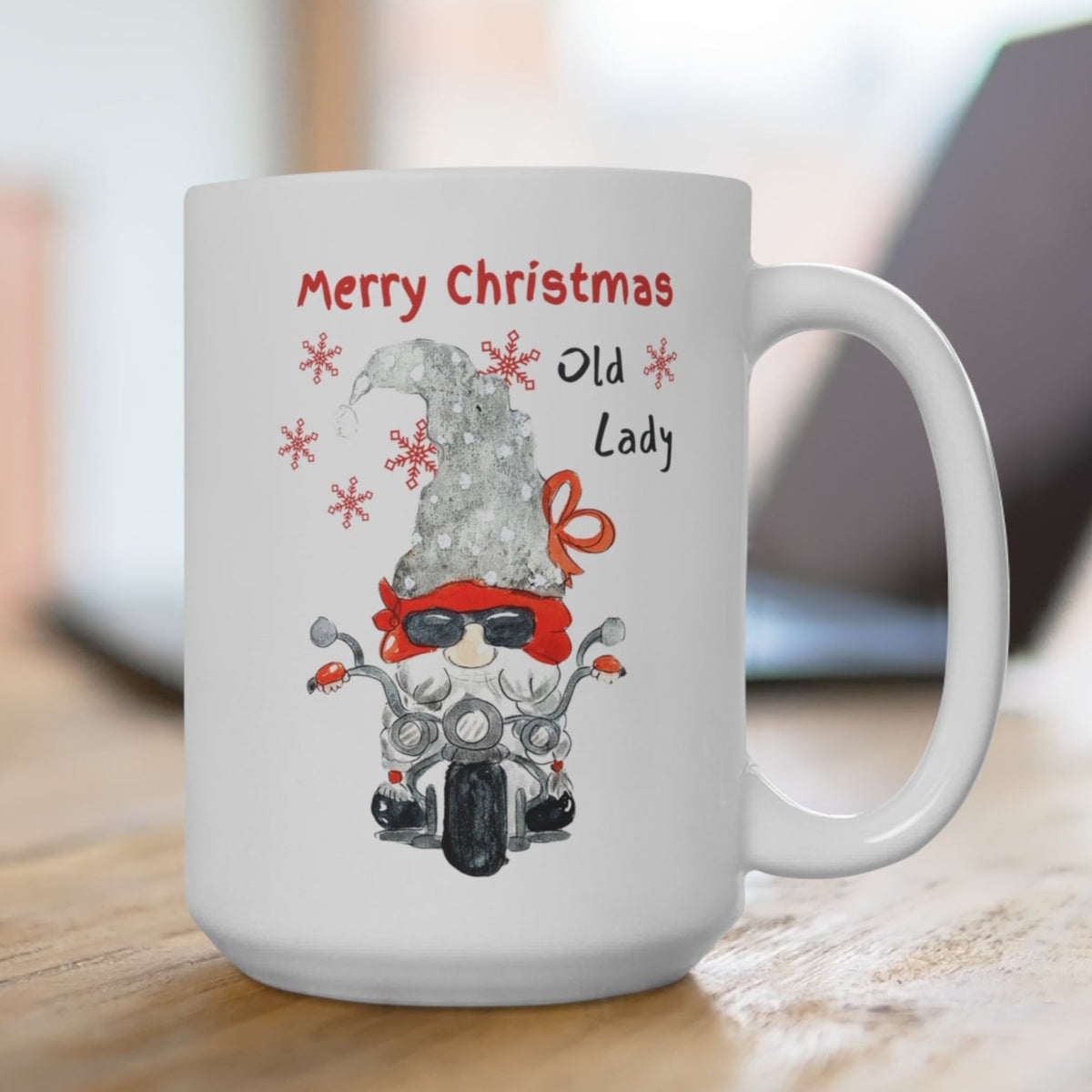 Old Lady Christmas Motorcycle Coffee Mug 15oz