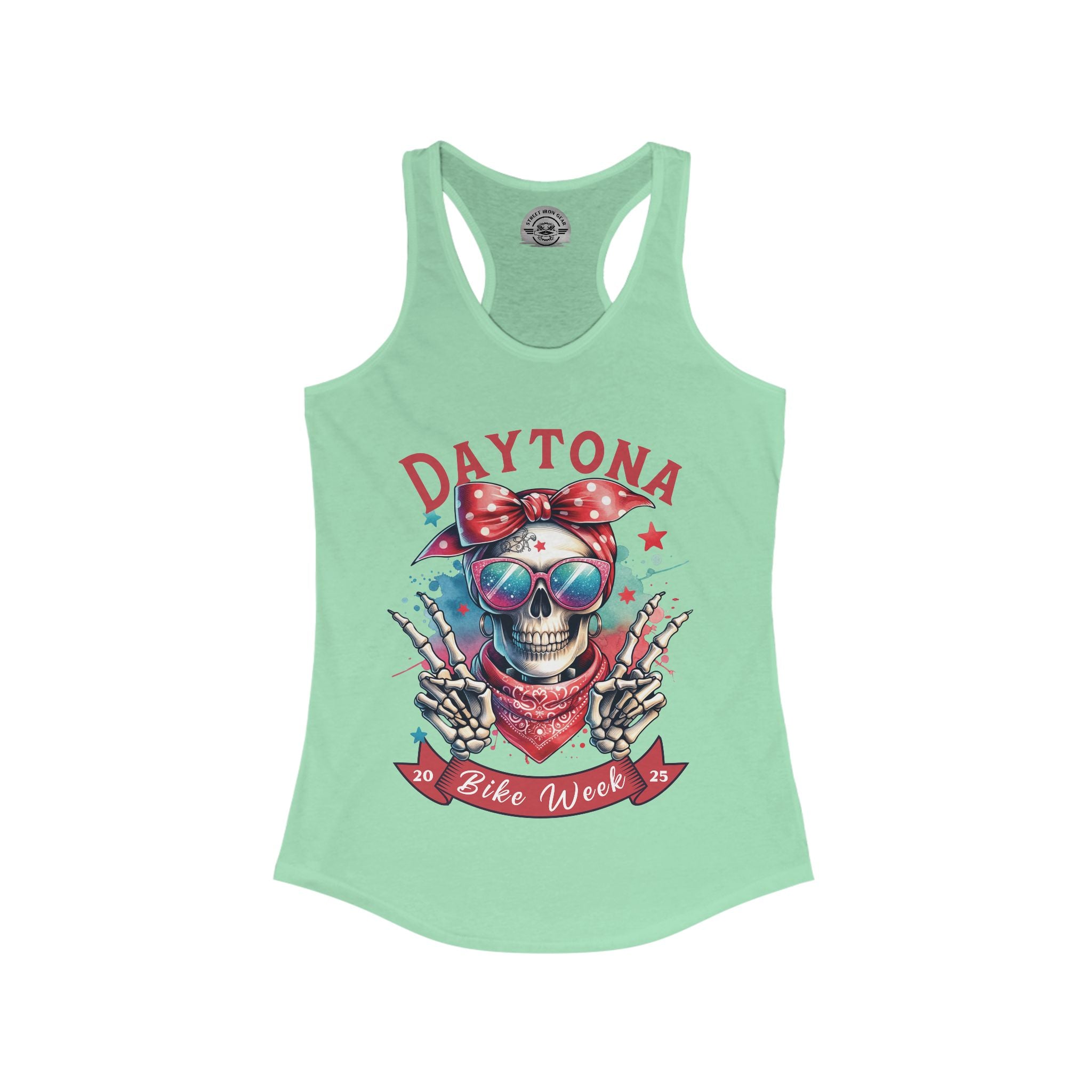 Ladies Daytona Bike Week 2025 Hipster Skull Racerback Tank