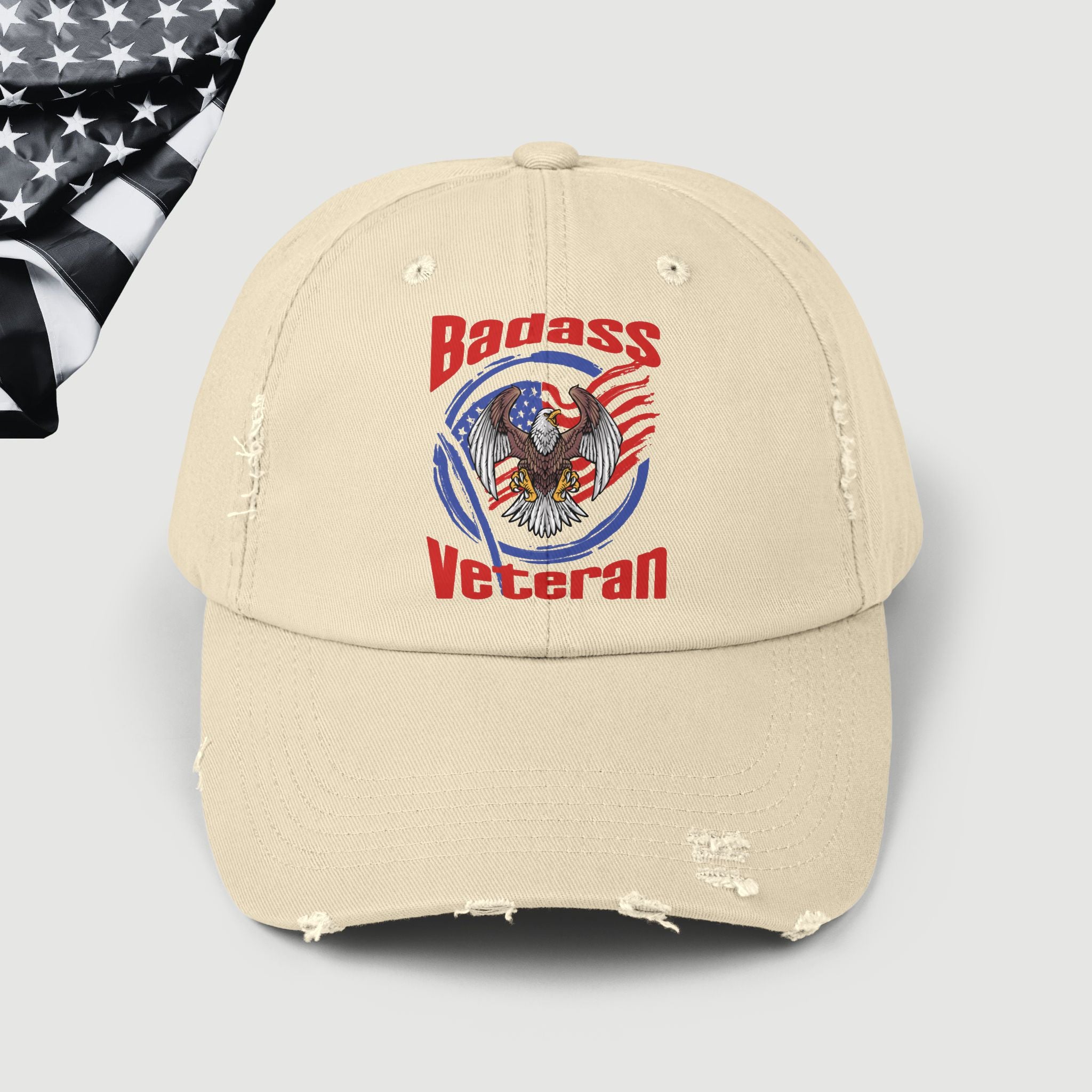 Badass American Veteran Distressed Dad Hat