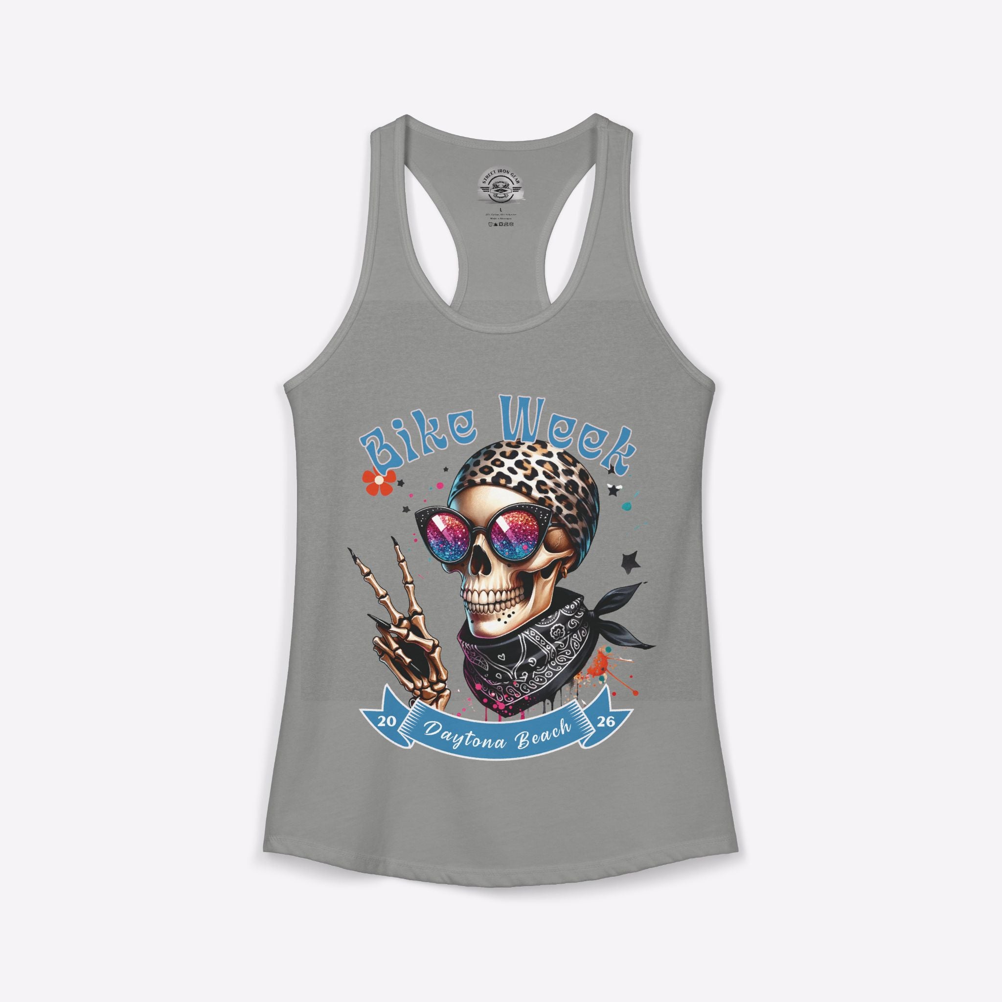 Daytona Bike Week 2026 Women's Racerback Tank | Hipster Skull