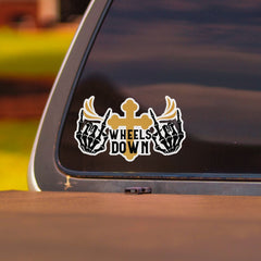 Wheels Down Motorcycle Kiss-Cut Vinyl Decal