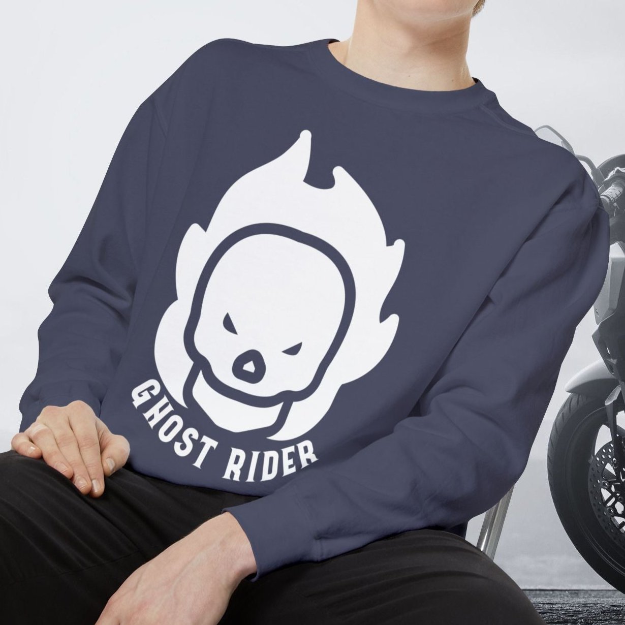 Ghost Rider Motorcycle Crew Neck Sweatshirt