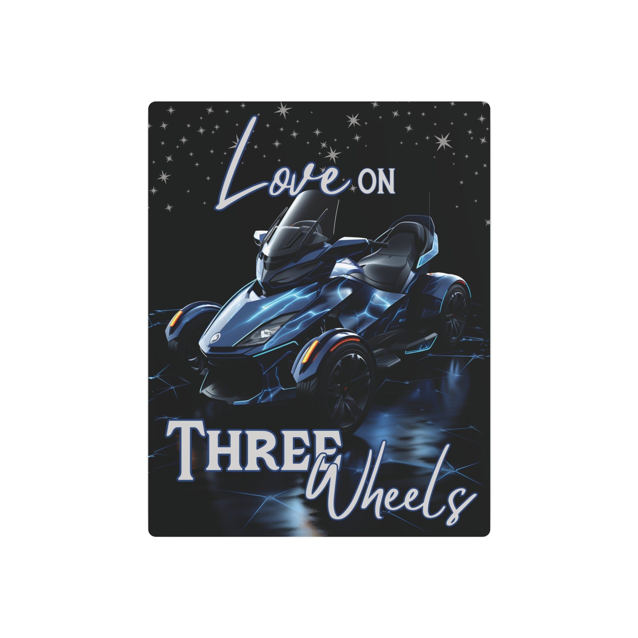 Spyder Motorcycle Metal Poster - Love on Three Wheels