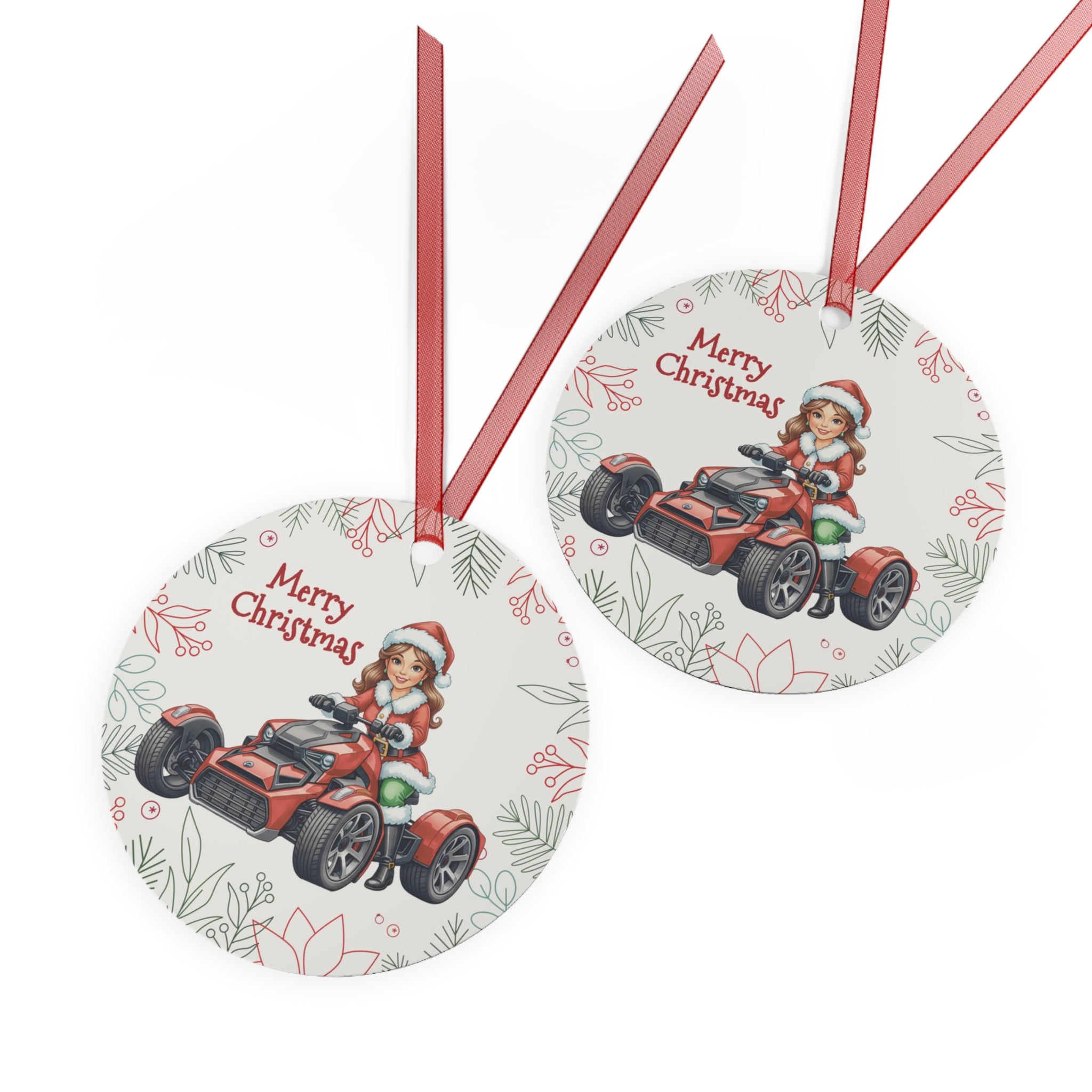 Can-Am Ryker Mrs. Santa Clause Aluminum Christmas Ornament