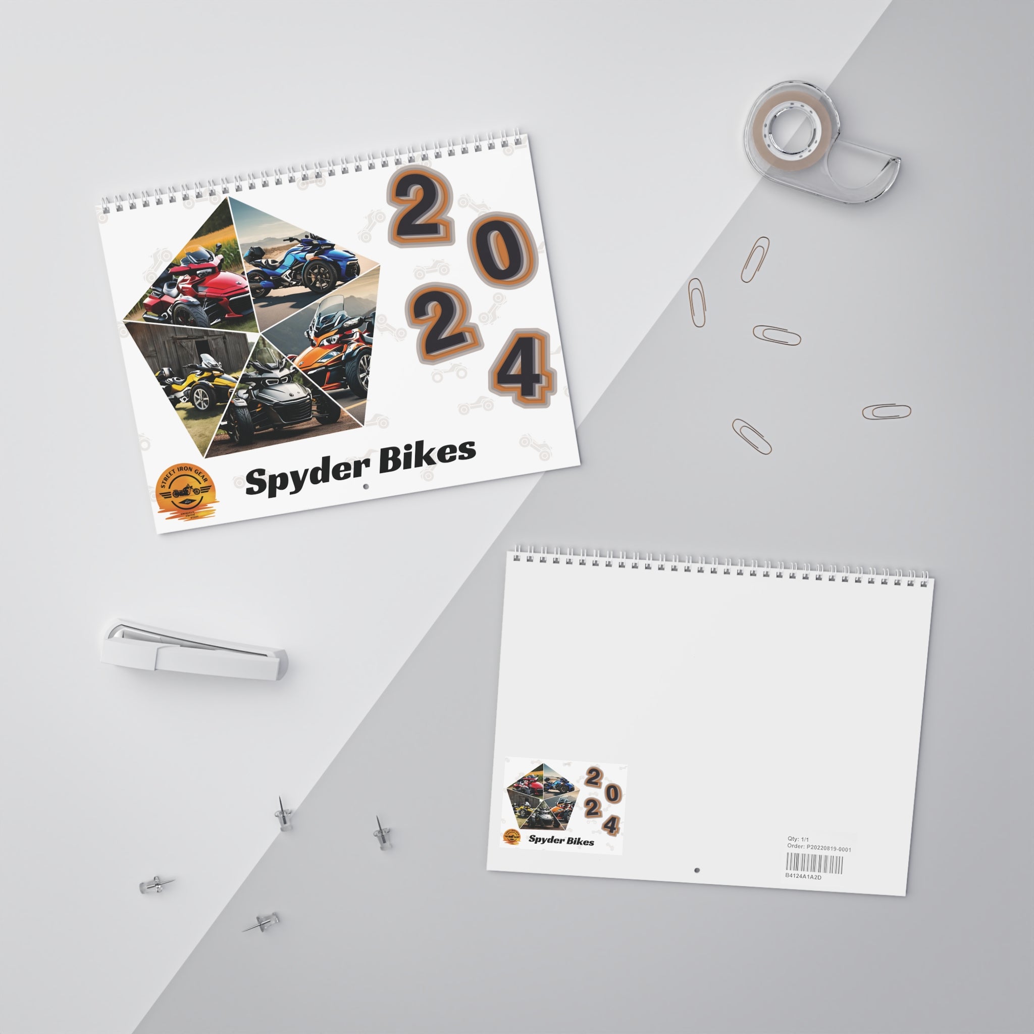 Can-AM Spyder Three Wheeled Motorcycle Wall Calendar - 2024