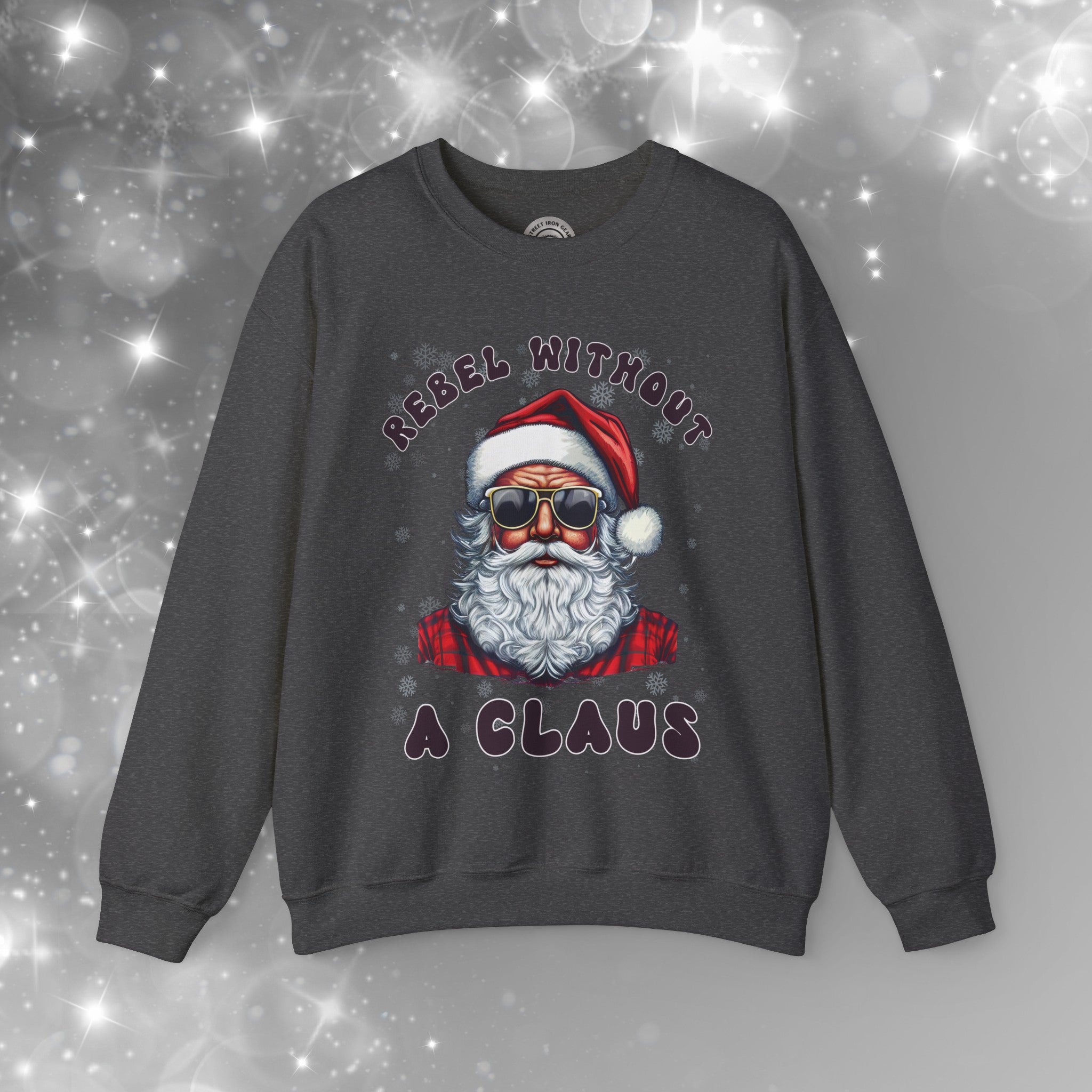 Funny Christmas Biker Santa Crew Neck Sweatshirt