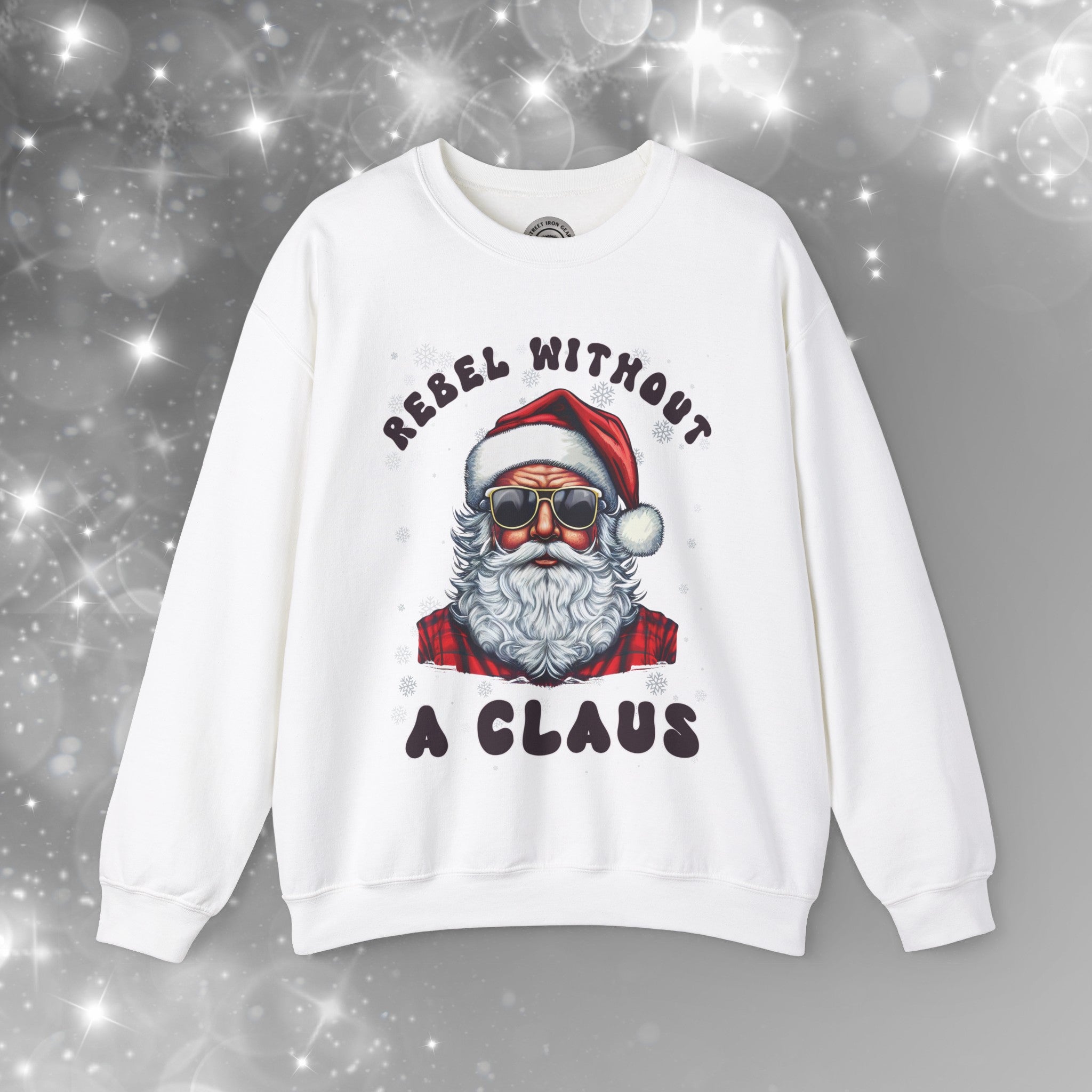 Funny Christmas Biker Santa Crew Neck Sweatshirt