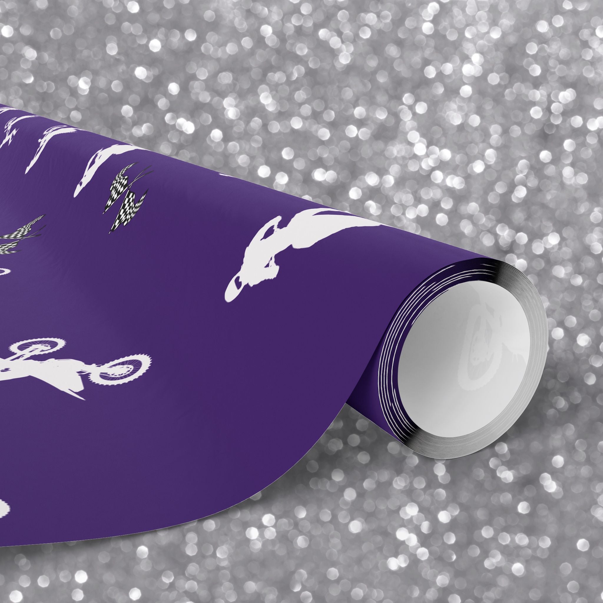 Gift Wrap - Purple Motocross