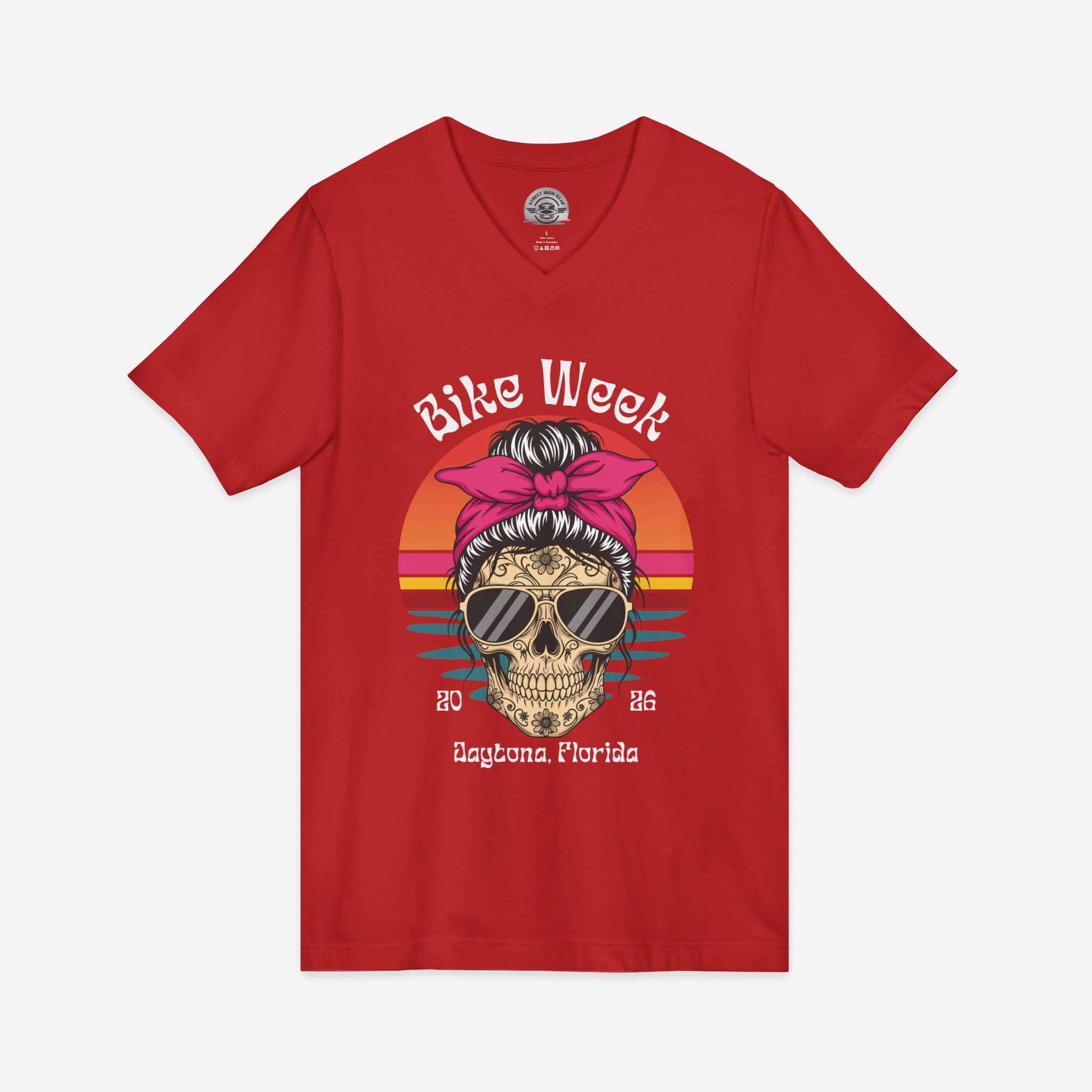 Daytona Bike Week 2026 Women's V-Neck | Hipster Skull