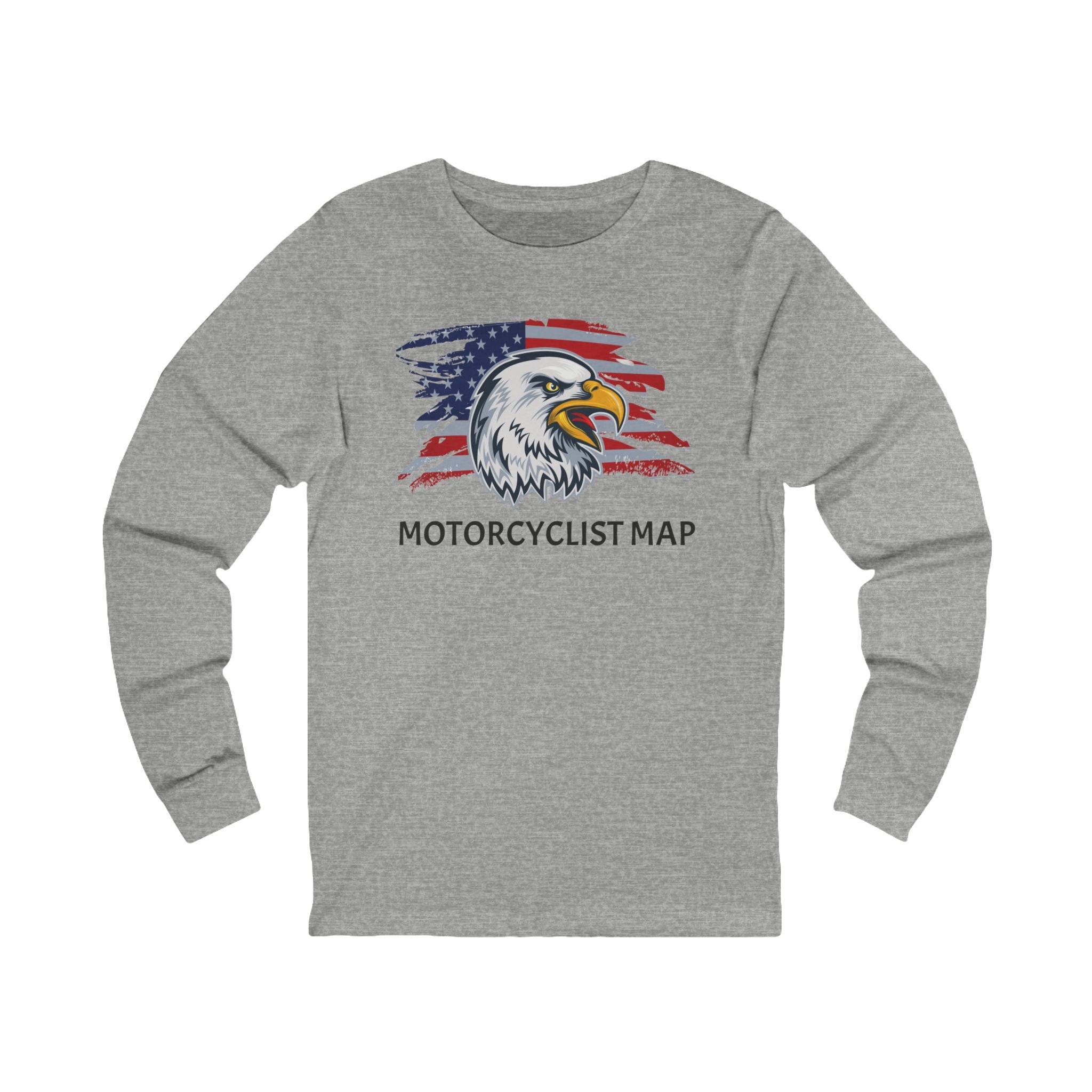 Motorcyclist Map Long Sleeve Crew Neck TShirt