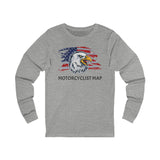 Motorcyclist Map Long Sleeve Crew Neck TShirt