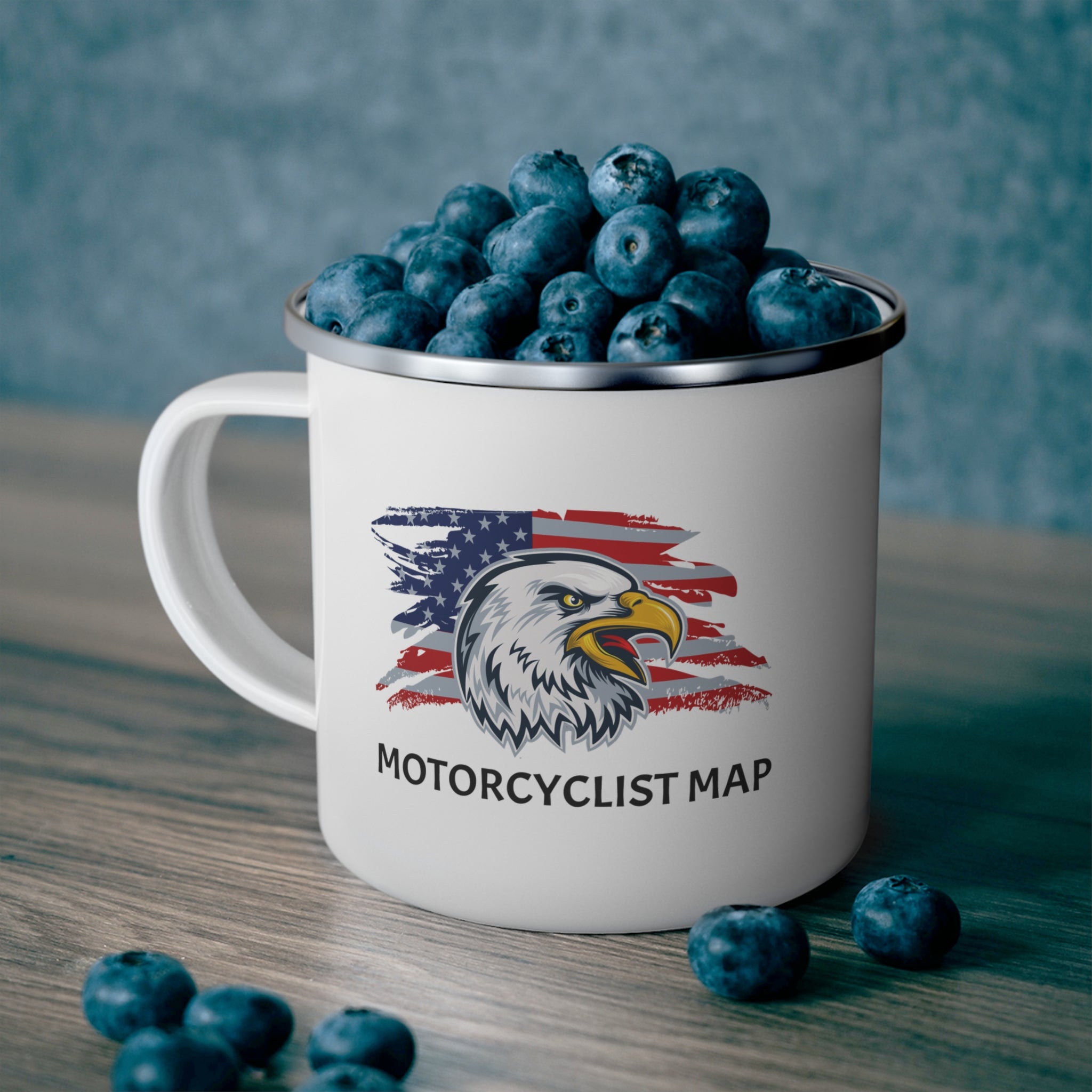 Motorcyclist Map Enamel Camping Mug 12oz