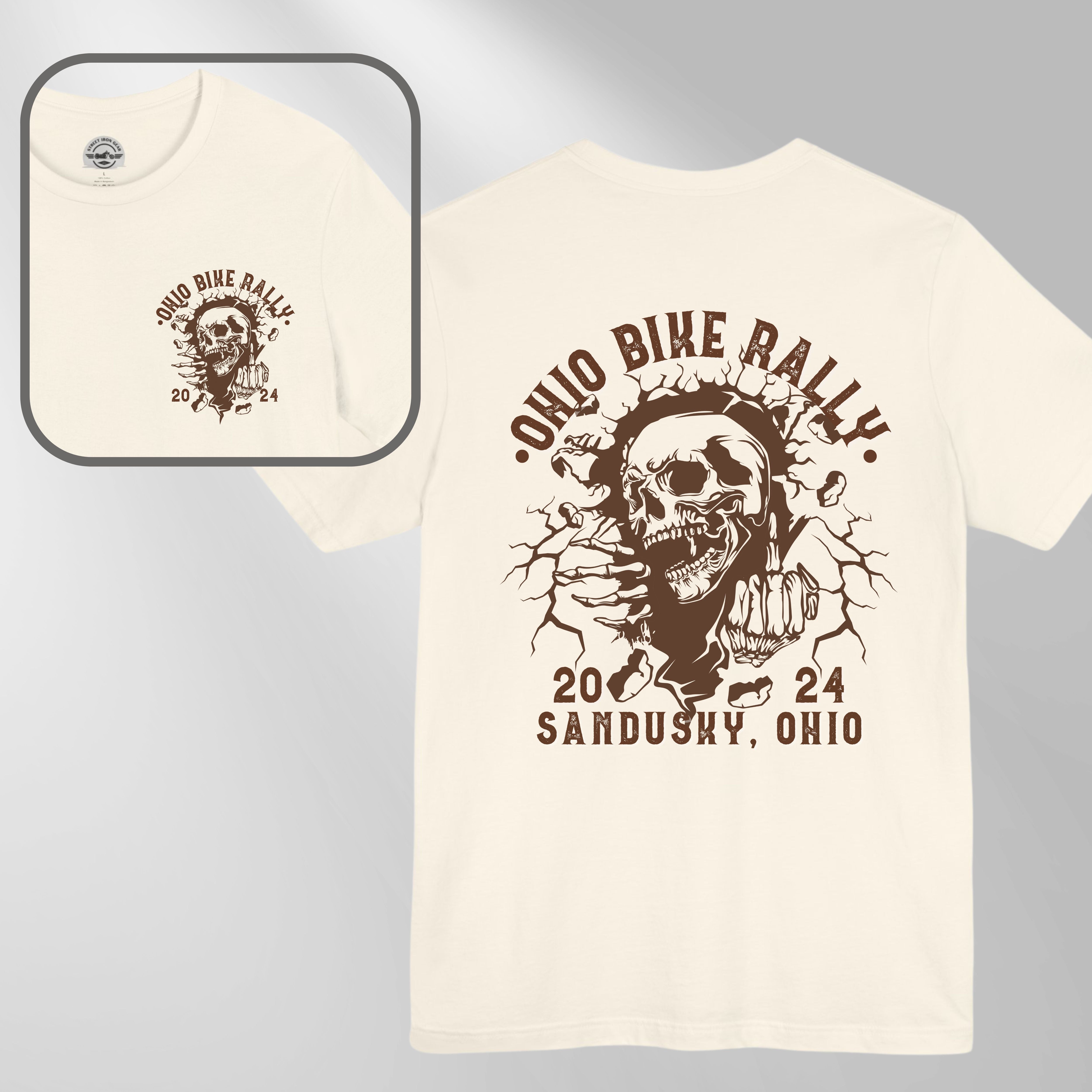 Ohio Bike Rally 2024 Grunge Skull Crew Neck TShirt