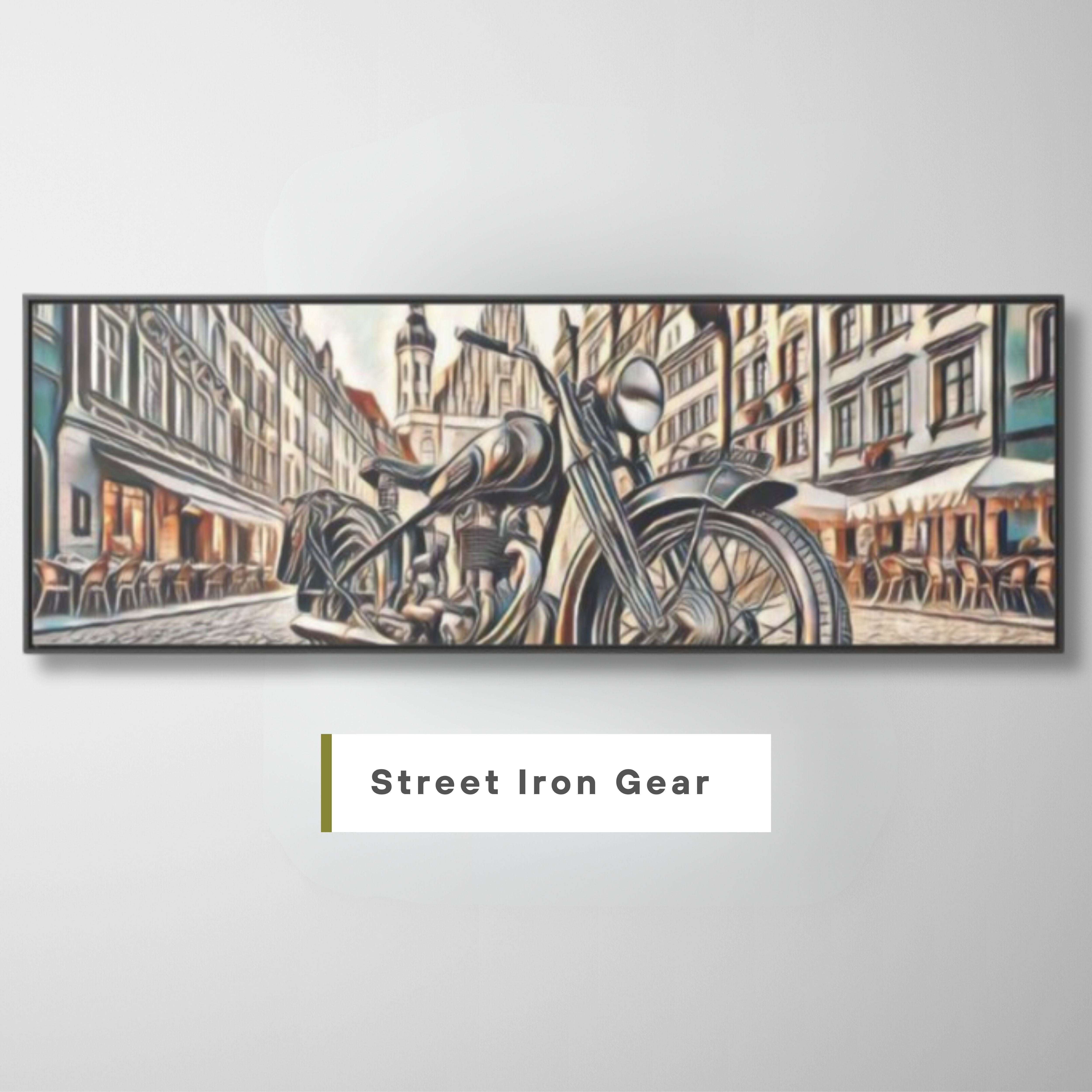 European City Motorcycle Abtract Sketch Canvas Print - Gallery Wrapped