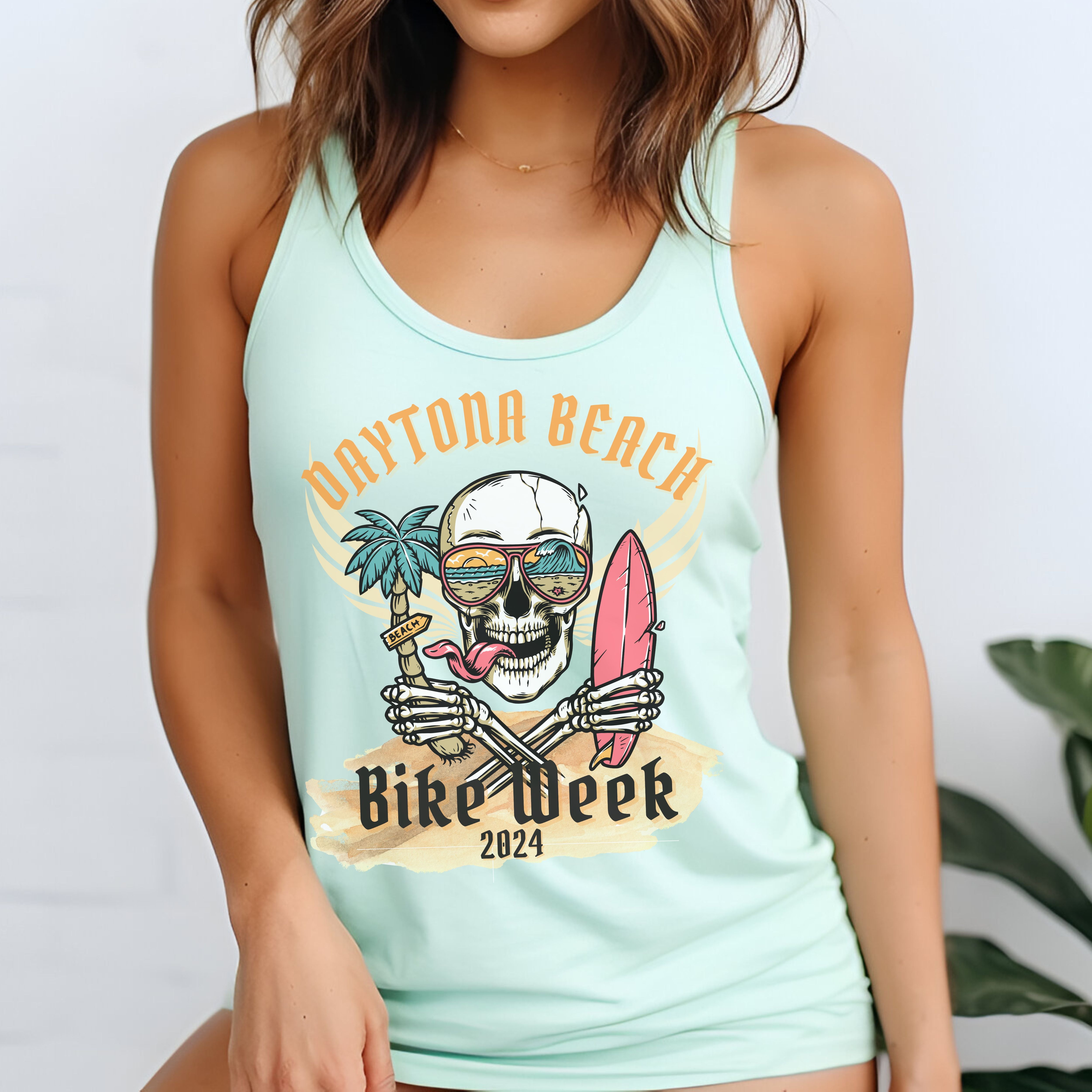 Daytona Beach Bike Week 2024 Womens Racerback Tank Top