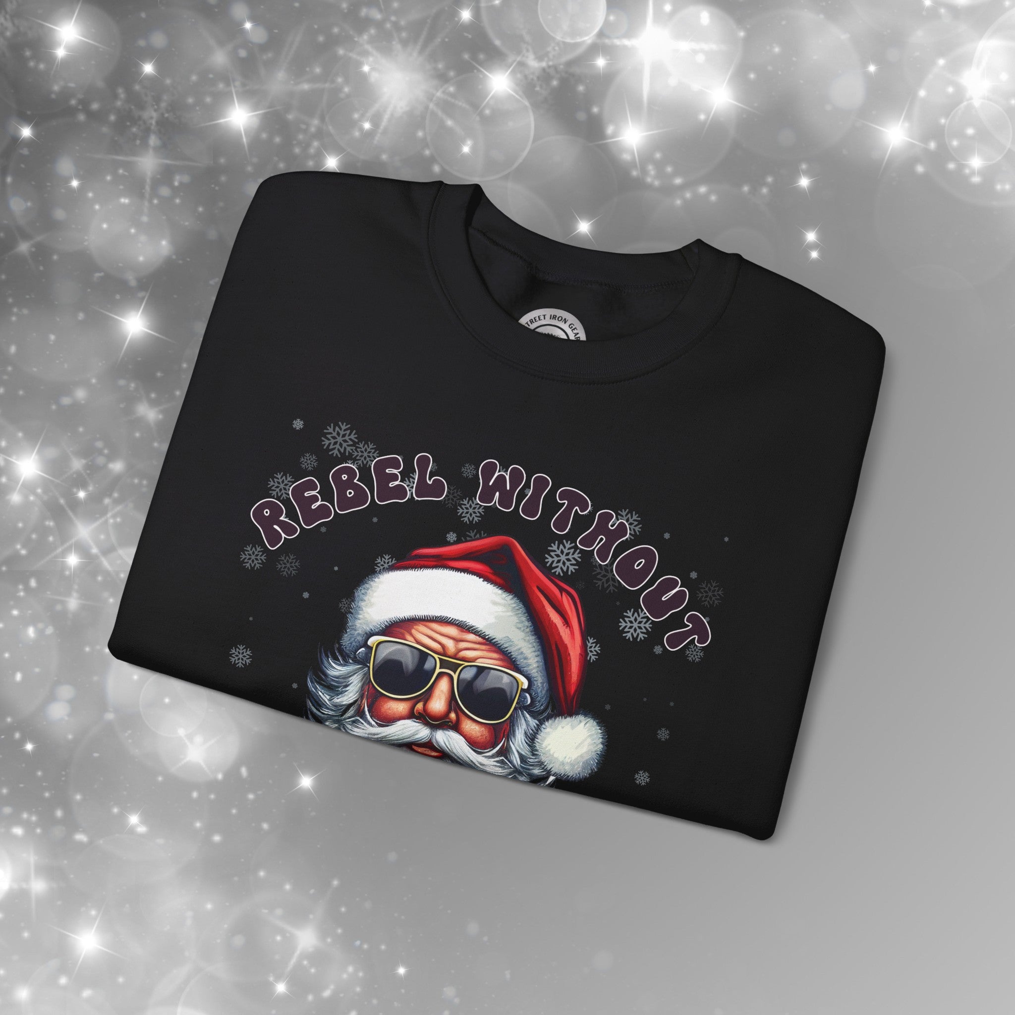 Funny Christmas Biker Santa Crew Neck Sweatshirt