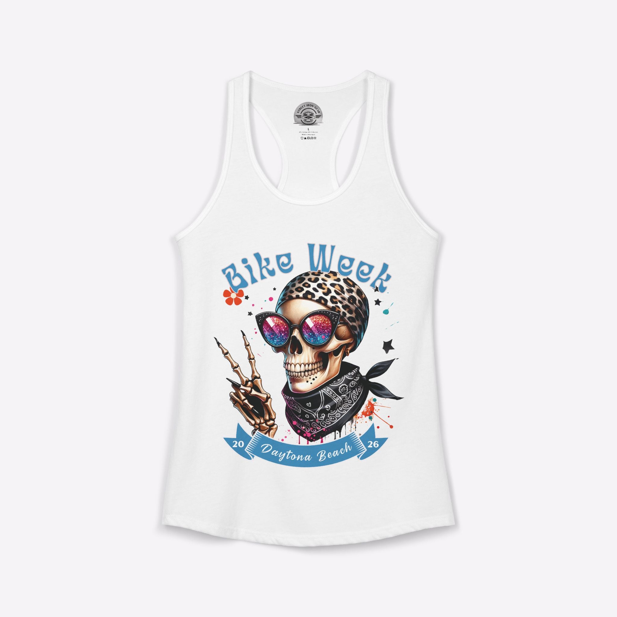 Daytona Bike Week 2026 Women's Racerback Tank | Hipster Skull