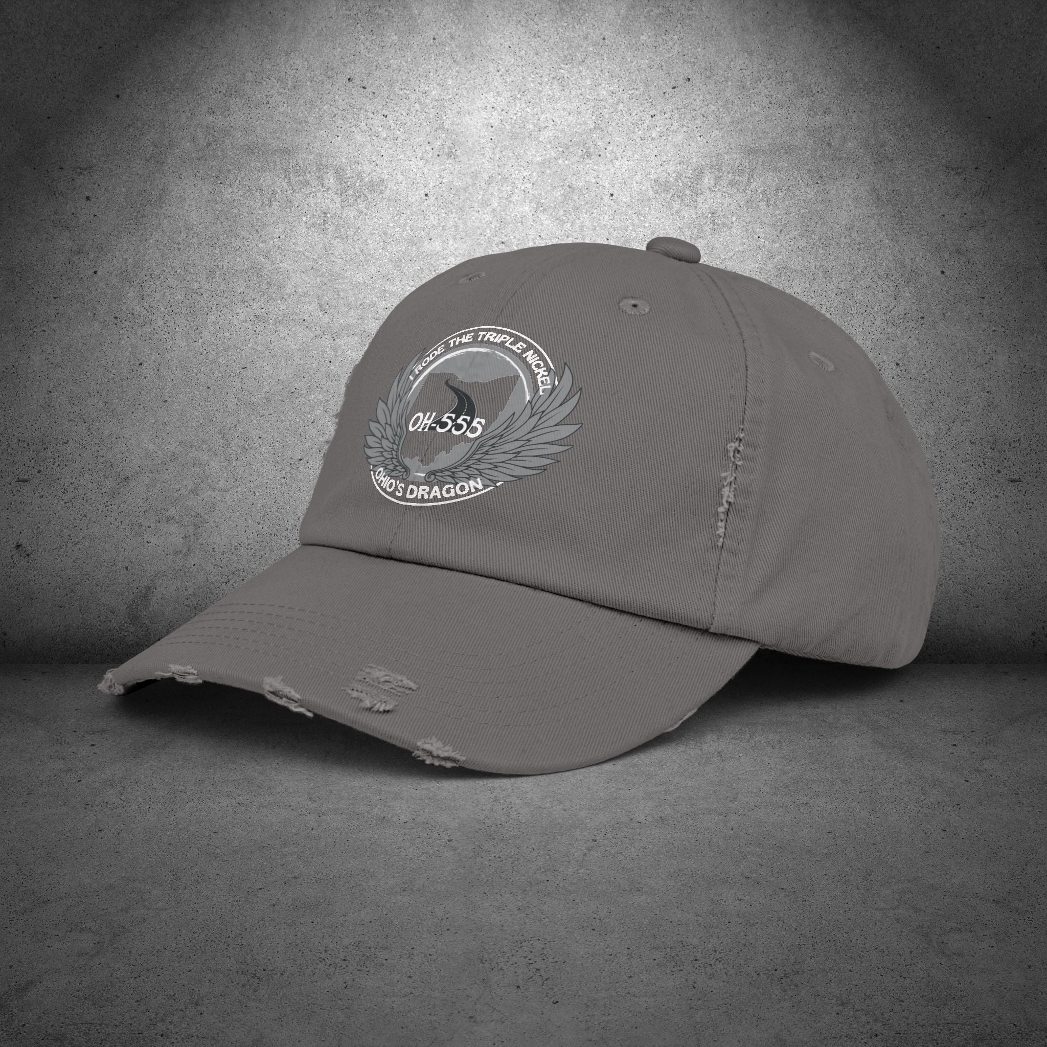 OH-555 Triple Nickel Printed Distressed Dad Cap