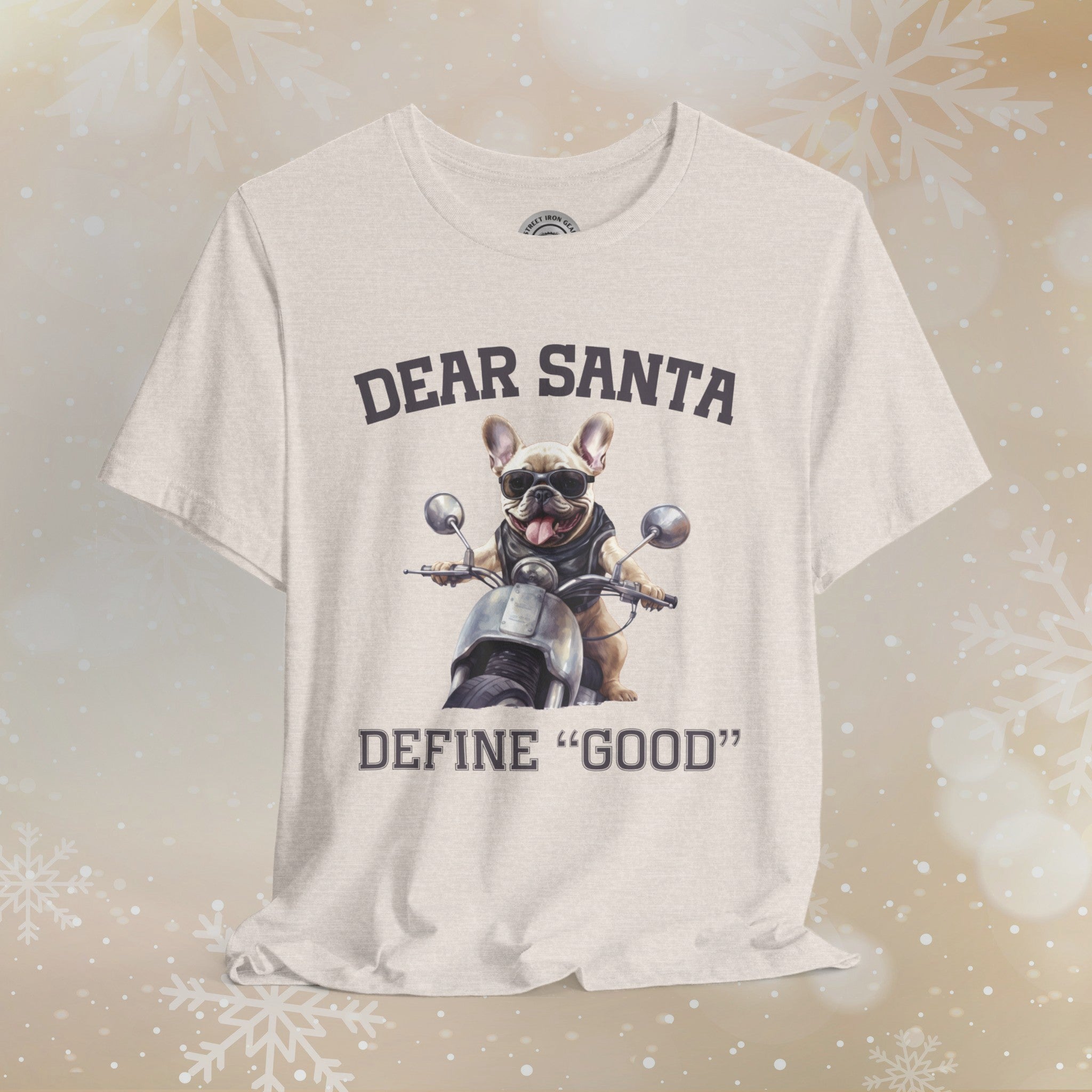 French Bulldog Biker Christmas Crew Neck TShirt