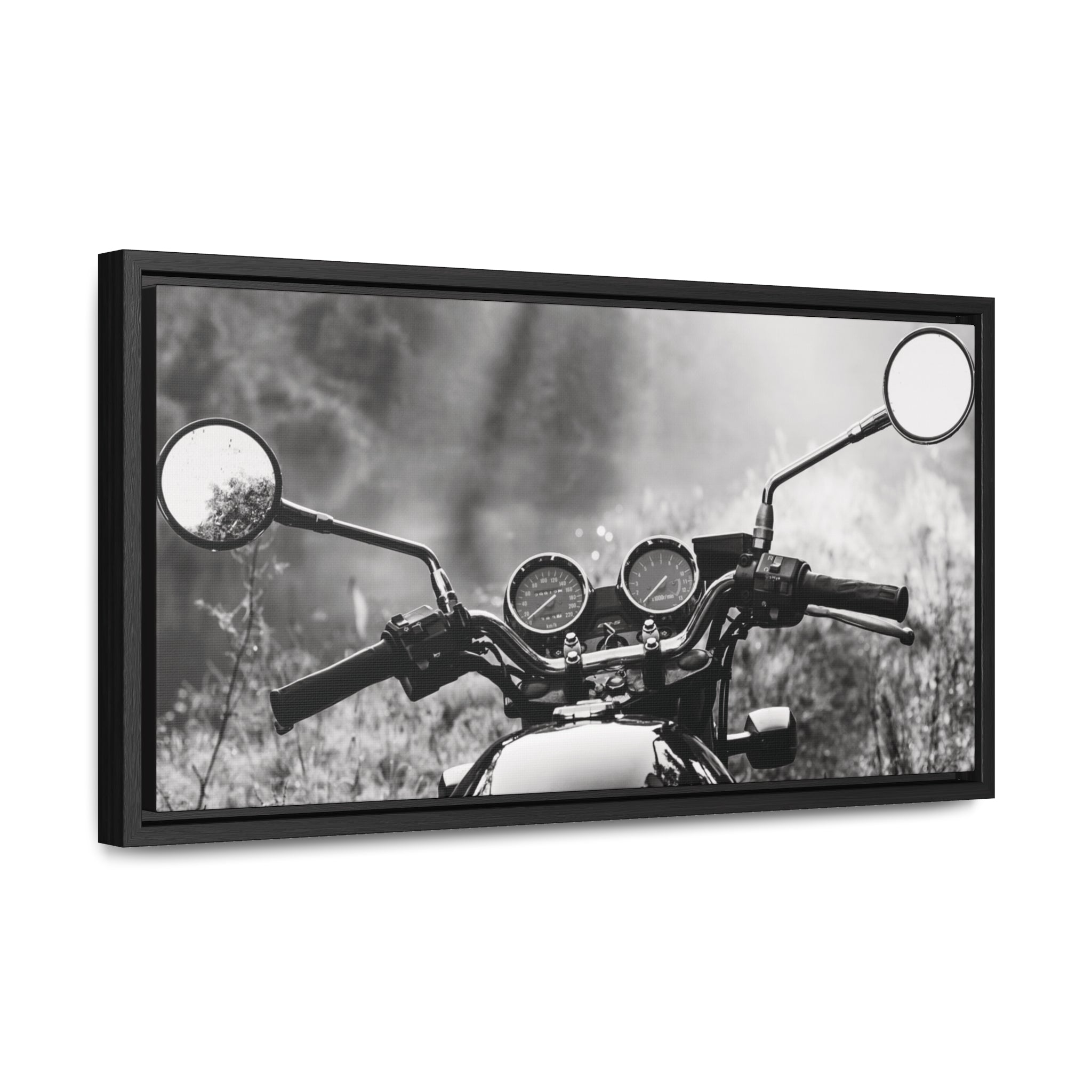 Motorcycle In Field Canvas Print - Gallery Wrapped