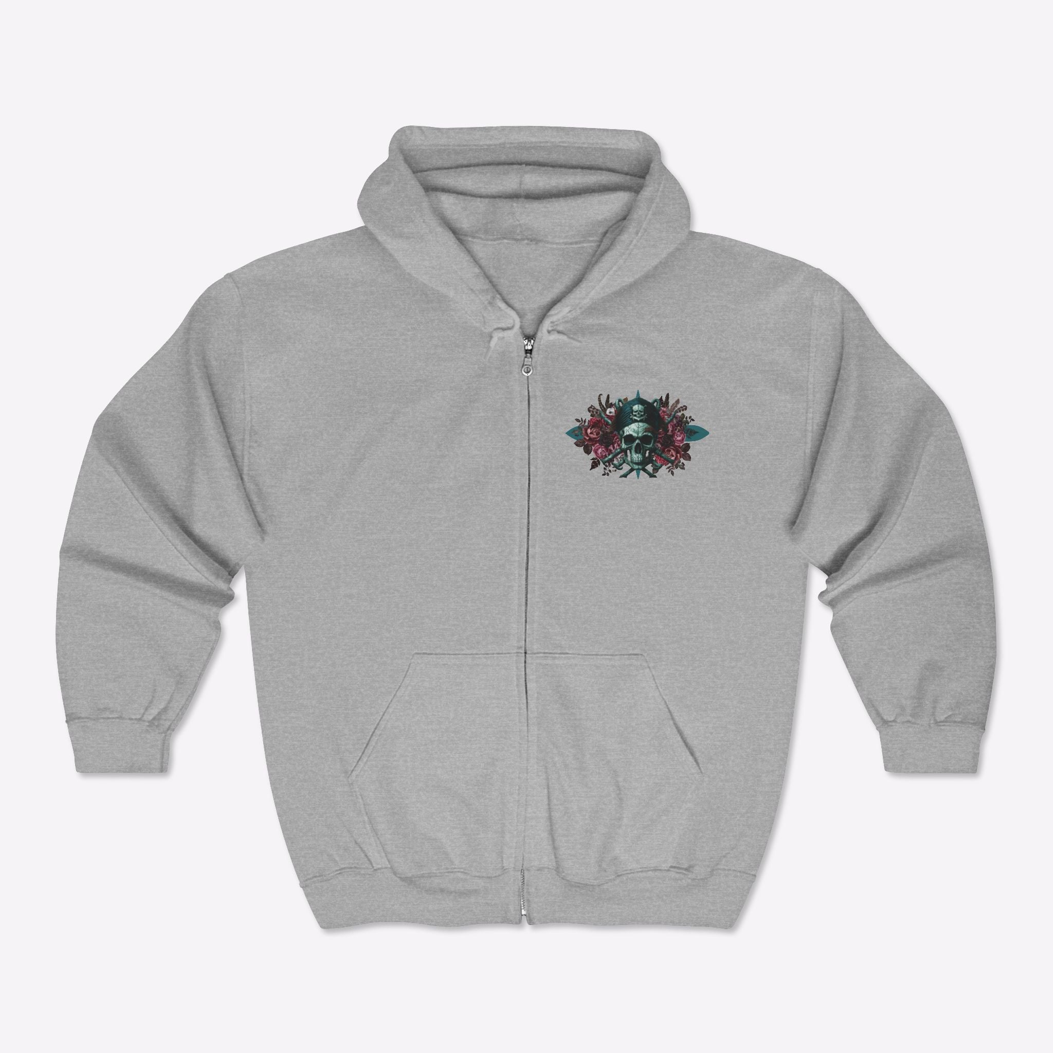 Vintage Pirate Skull Crossbones Zipper Hoodie