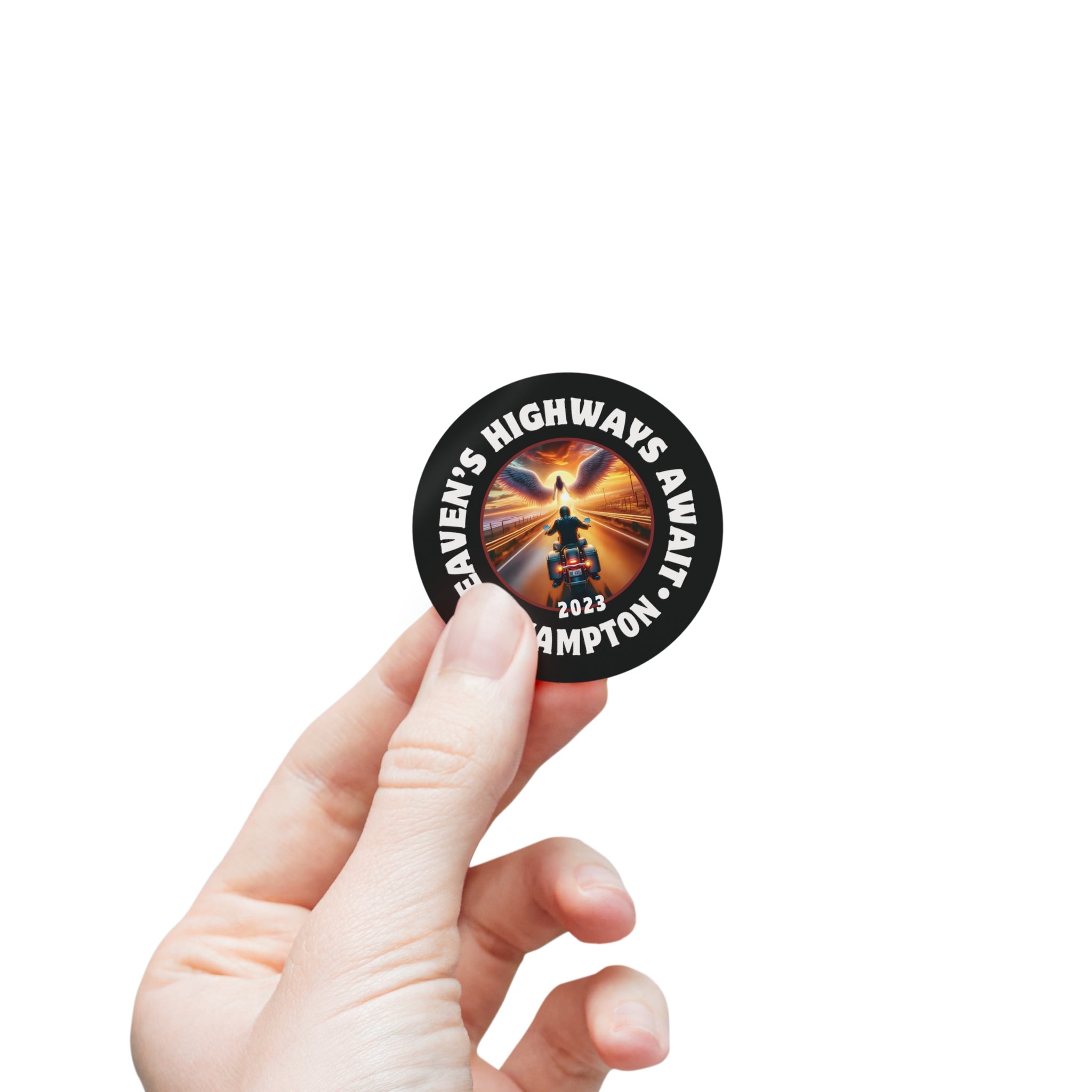 Biker Memorial Angel Design - Round Sticker Roll