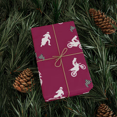 Pink Motocross Gift Wrap - Dirt Bike Racing Design