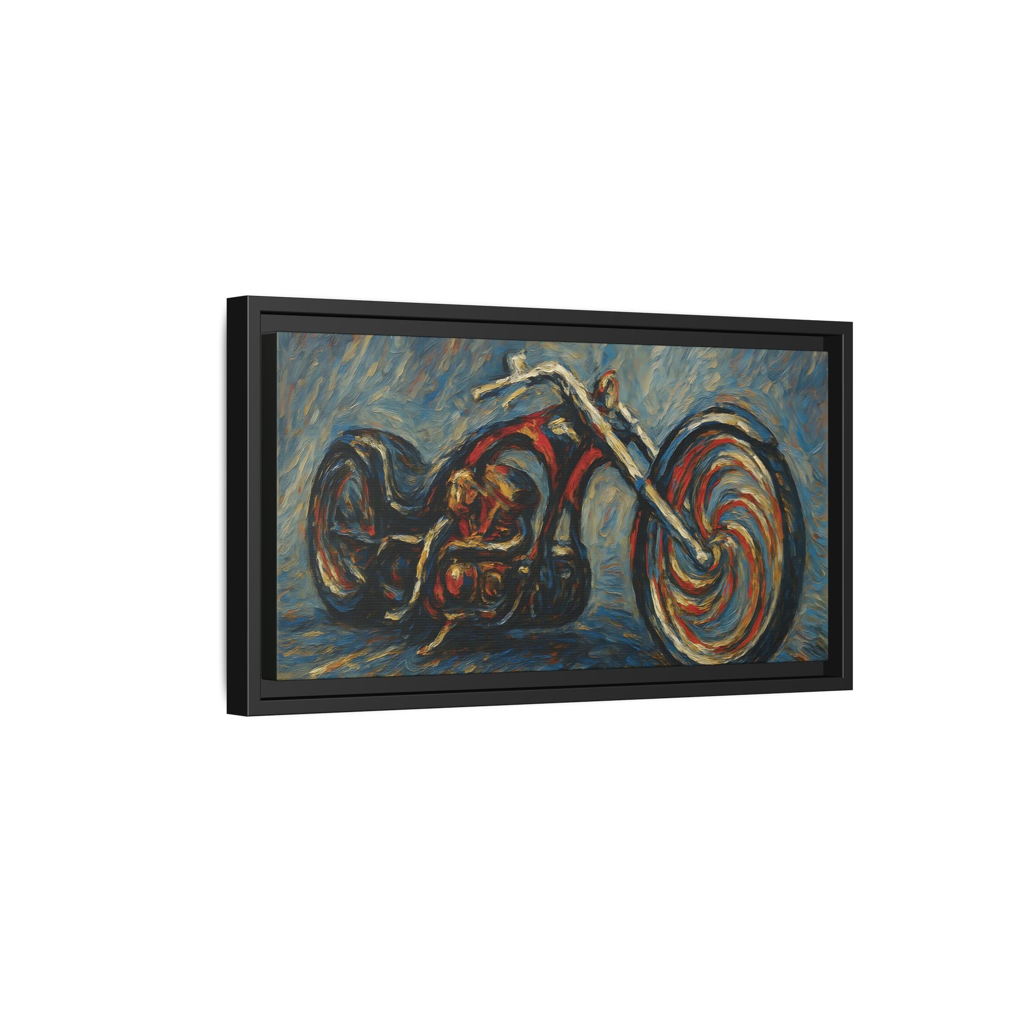 Chopper Motorcycle Framed Canvas Print