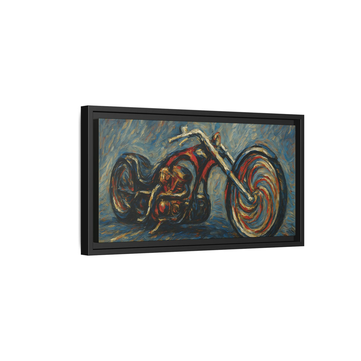 Chopper Motorcycle Framed Canvas Print