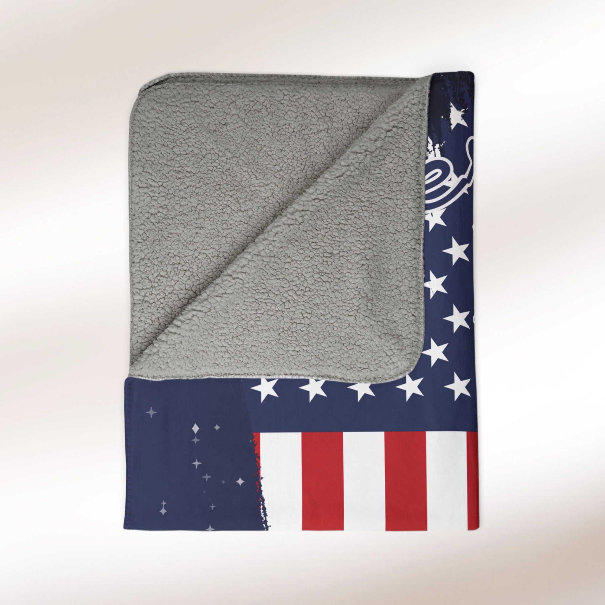 American Biker Girl Flag Sherpa Blanket