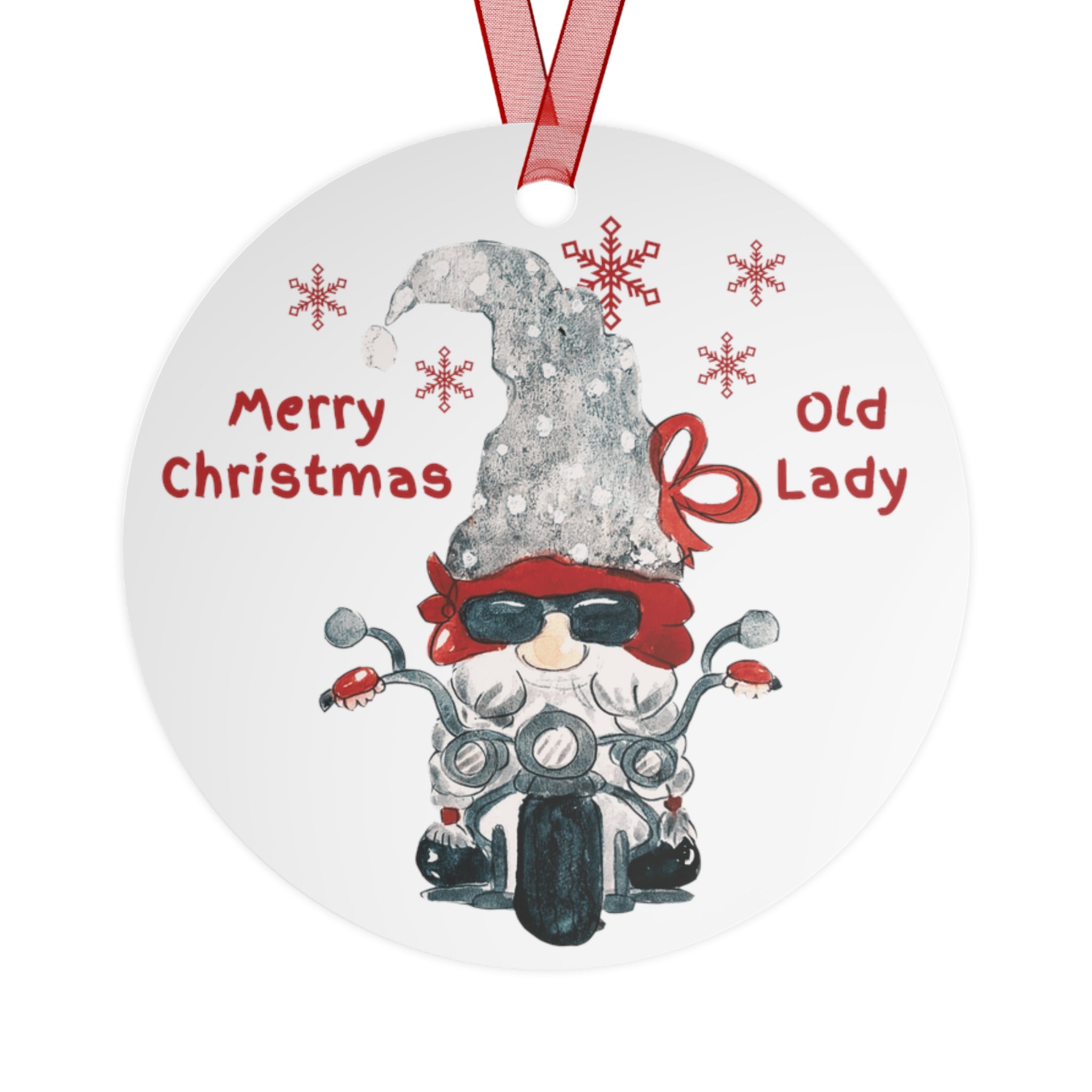 Biker Gnome Couple Aluminum Christmas Ornament