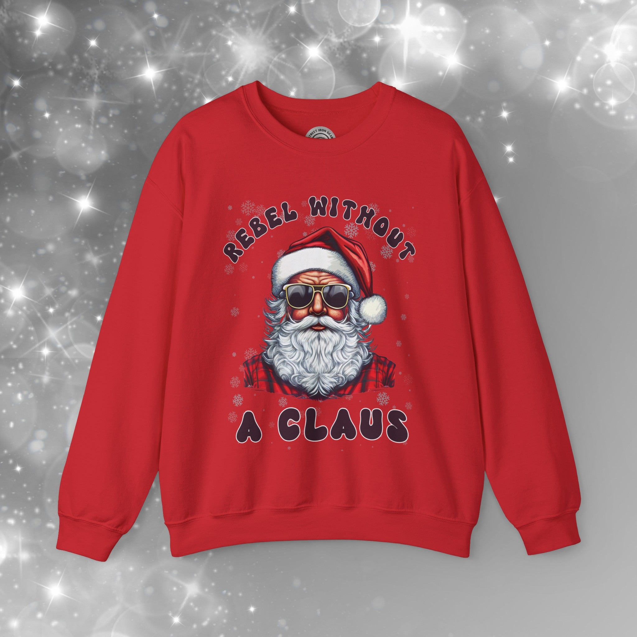 Funny Christmas Biker Santa Crew Neck Sweatshirt