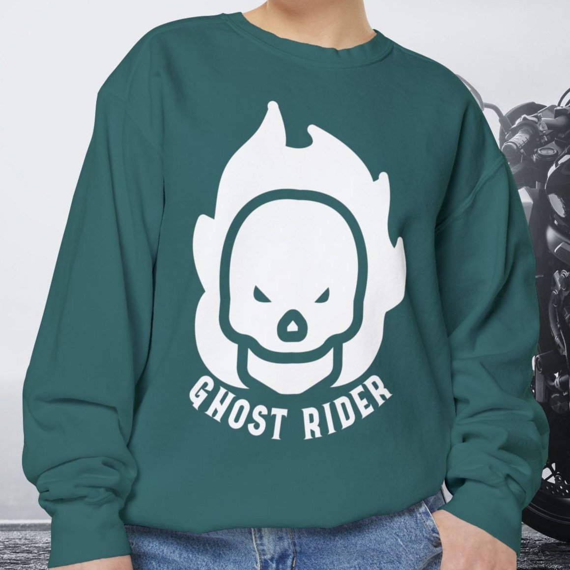 Ghost Rider Motorcycle Crew Neck Sweatshirt