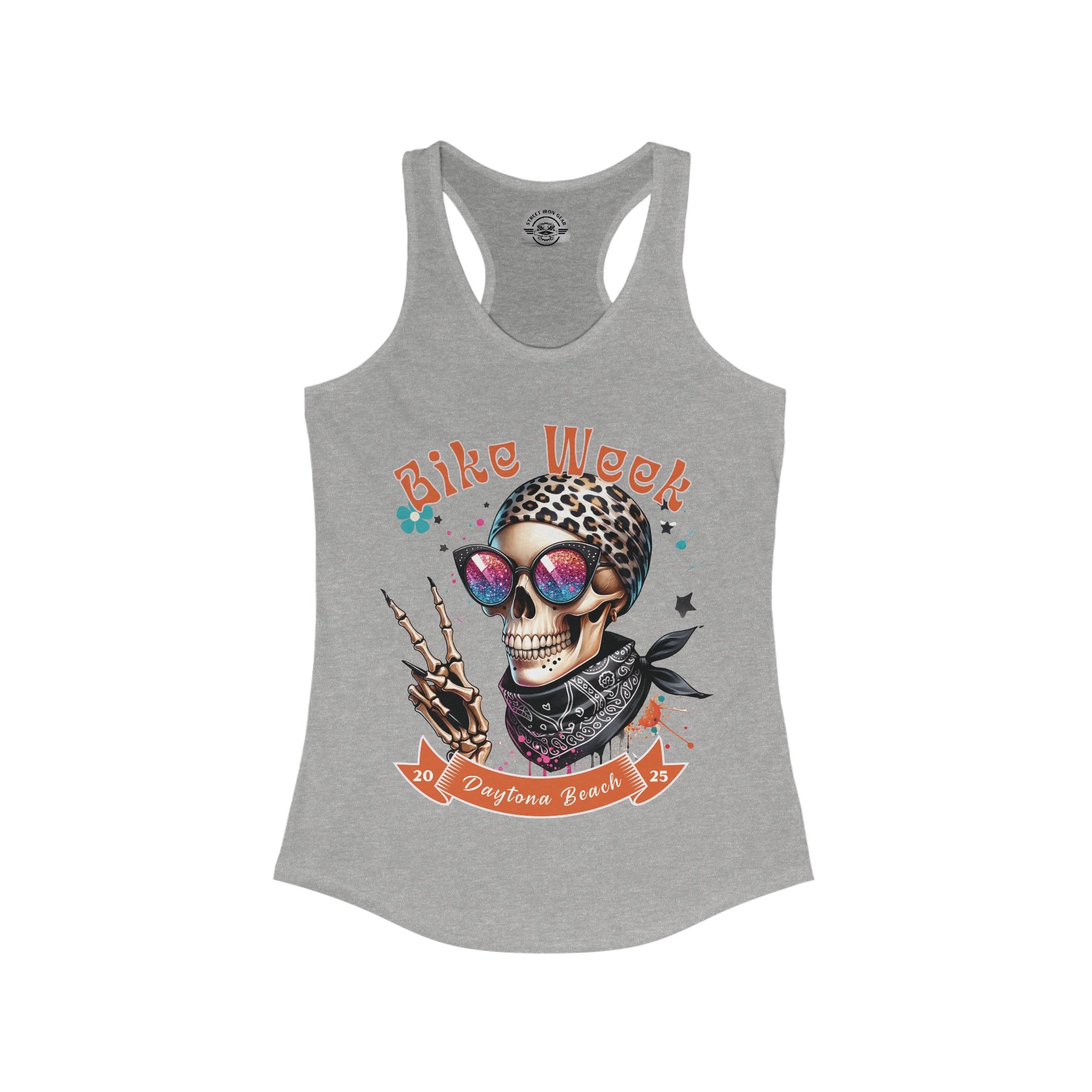 Ladies Daytona Bike Week 2025 Hipster Skull Racerback Tank