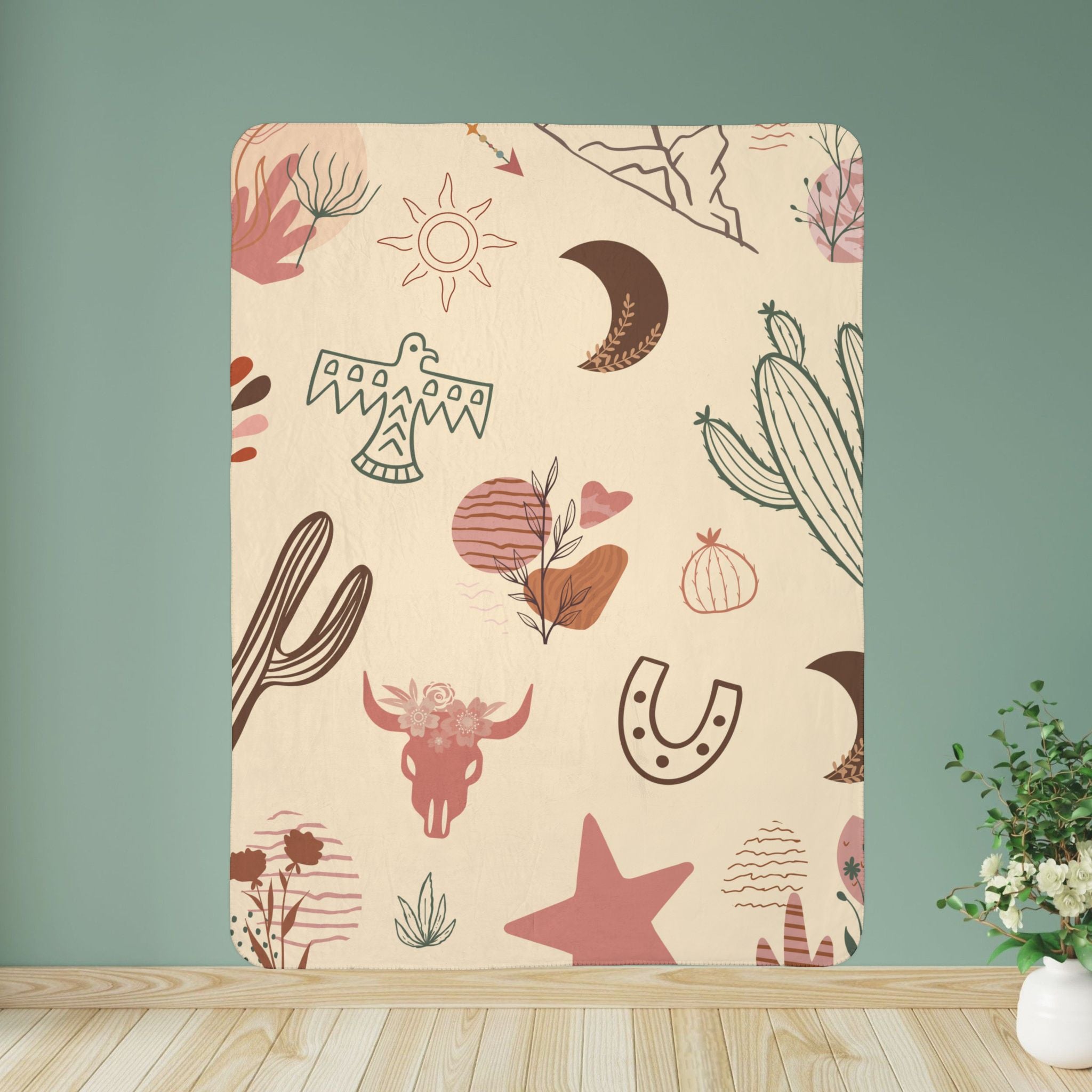 Boho Western Design Sherpa Fleece Blanket