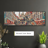 European City Motorcycle Abtract Canvas Print - Gallery Wrapped