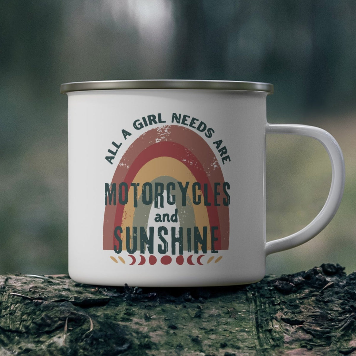 Ladies Motorcycle Culture Enamel Camping Mug 12oz