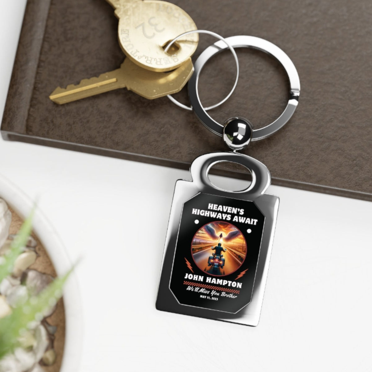 Angel Design Biker Memorial Metal Key Ring