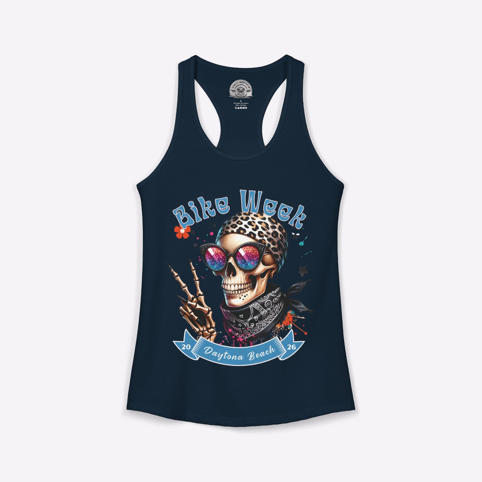 Daytona Bike Week 2026 Women's Racerback Tank | Hipster Skull