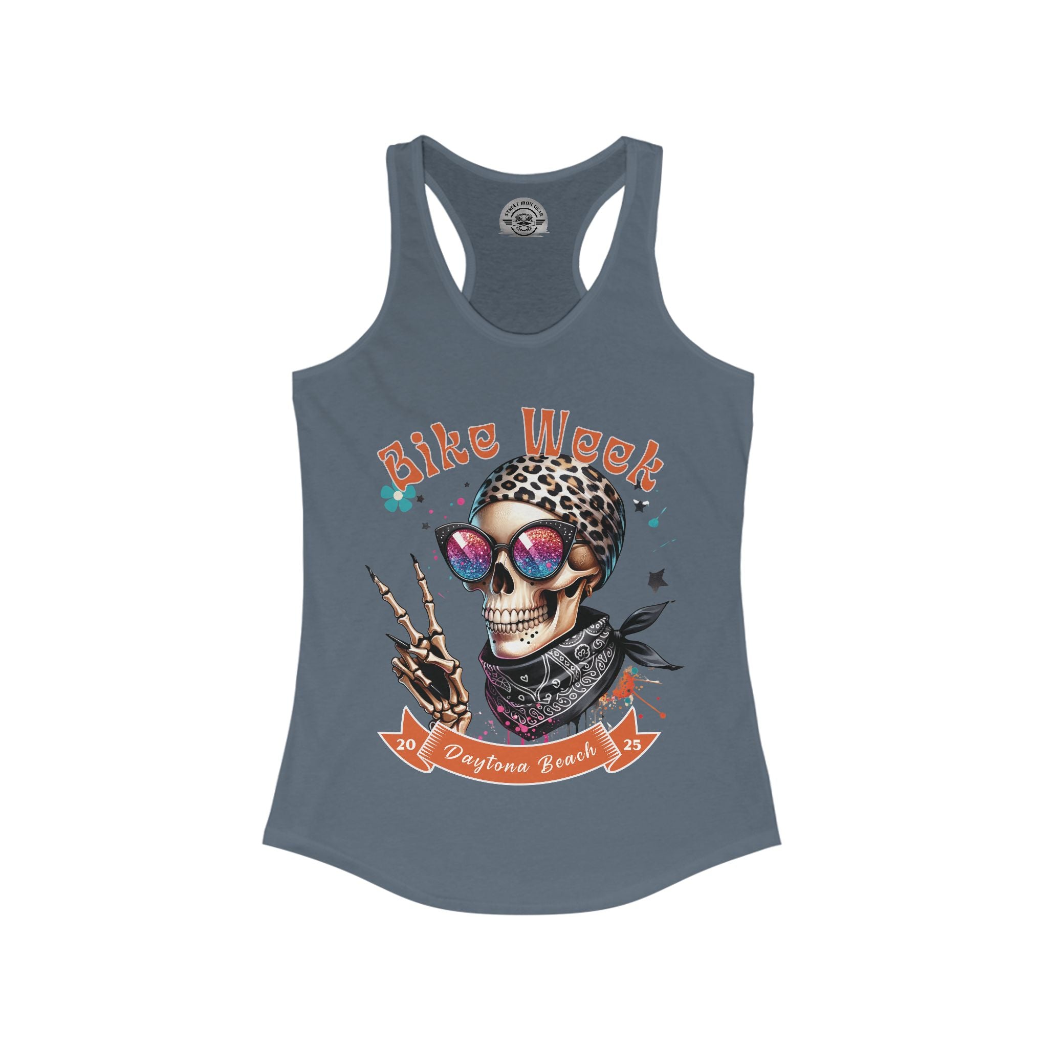 Ladies Daytona Bike Week 2025 Hipster Skull Racerback Tank